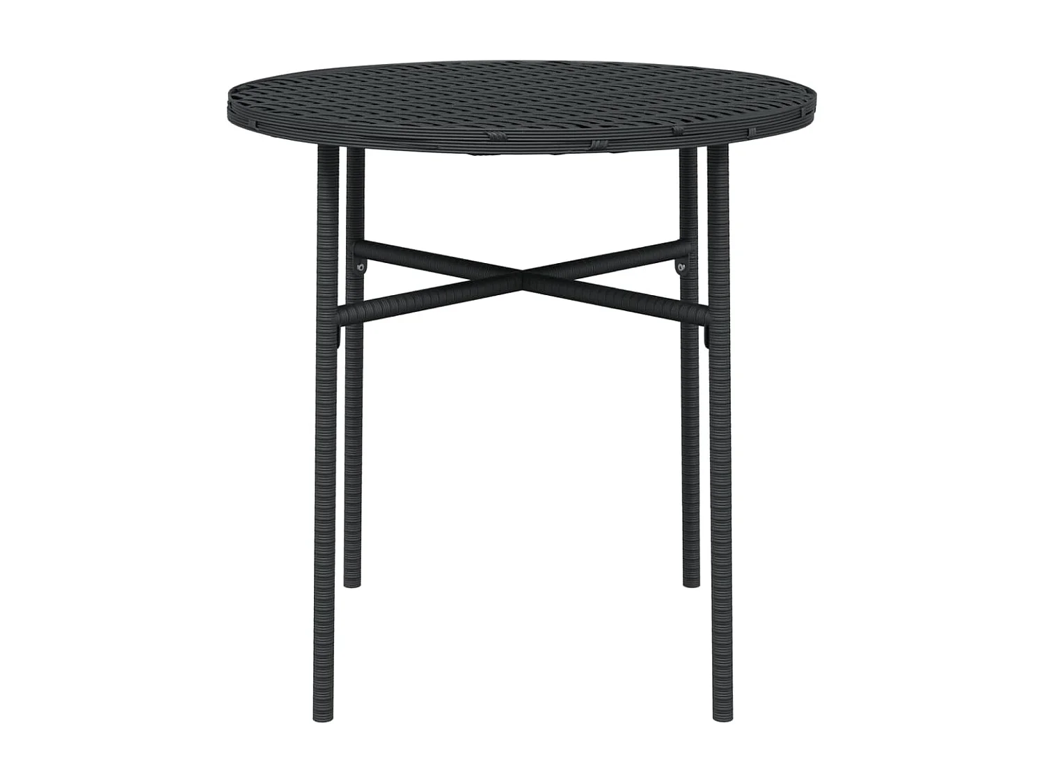 Table à thé Noir 45cm Résine tressée