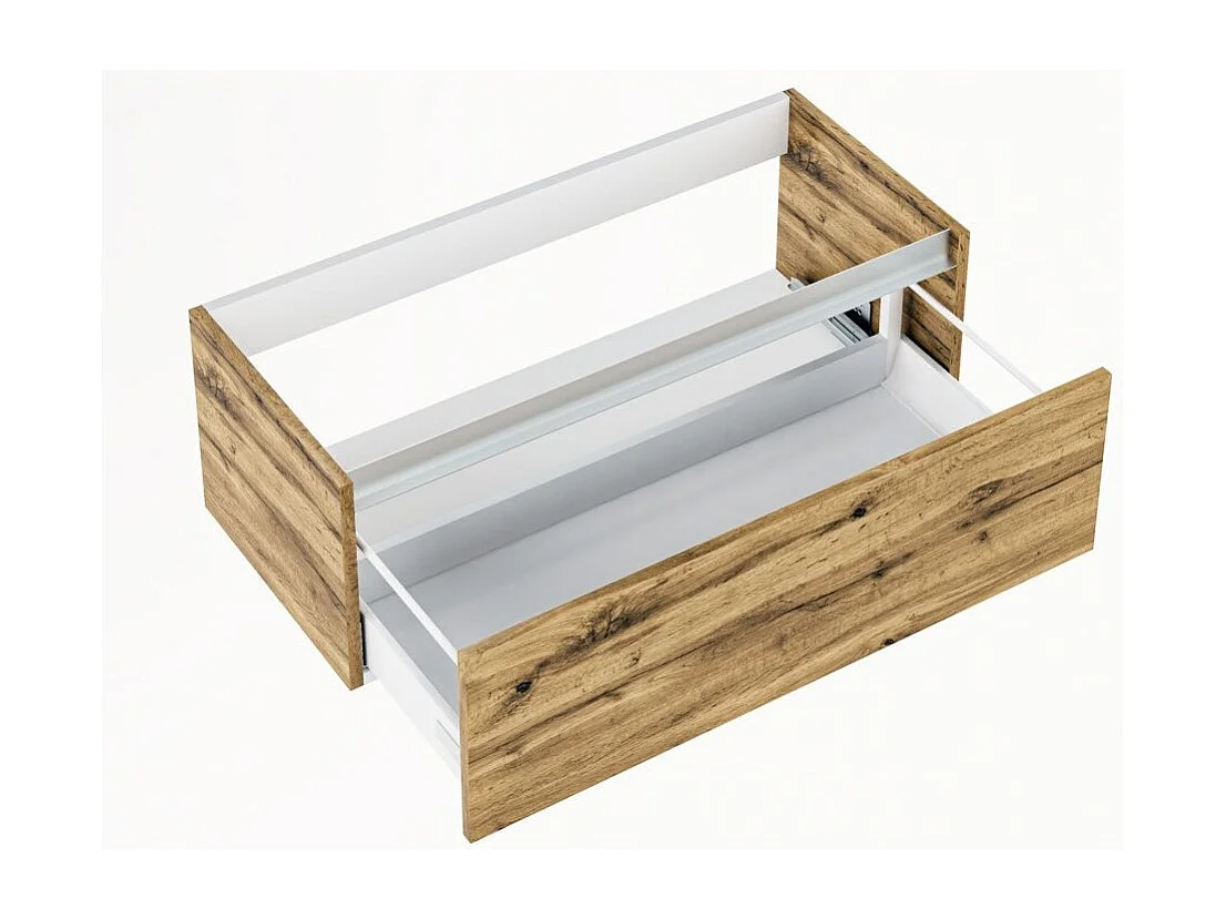 Meuble de salle de bain mélaminé chêne clair 1 tiroir Teph L 100cm
