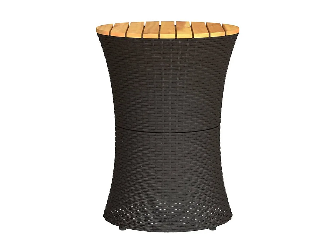 Table d'appoint de jardin forme tambour noir rotin bois massif