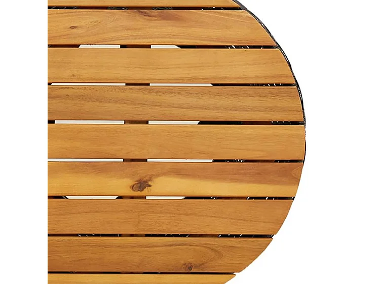 Table d'appoint de jardin forme tambour noir rotin bois massif