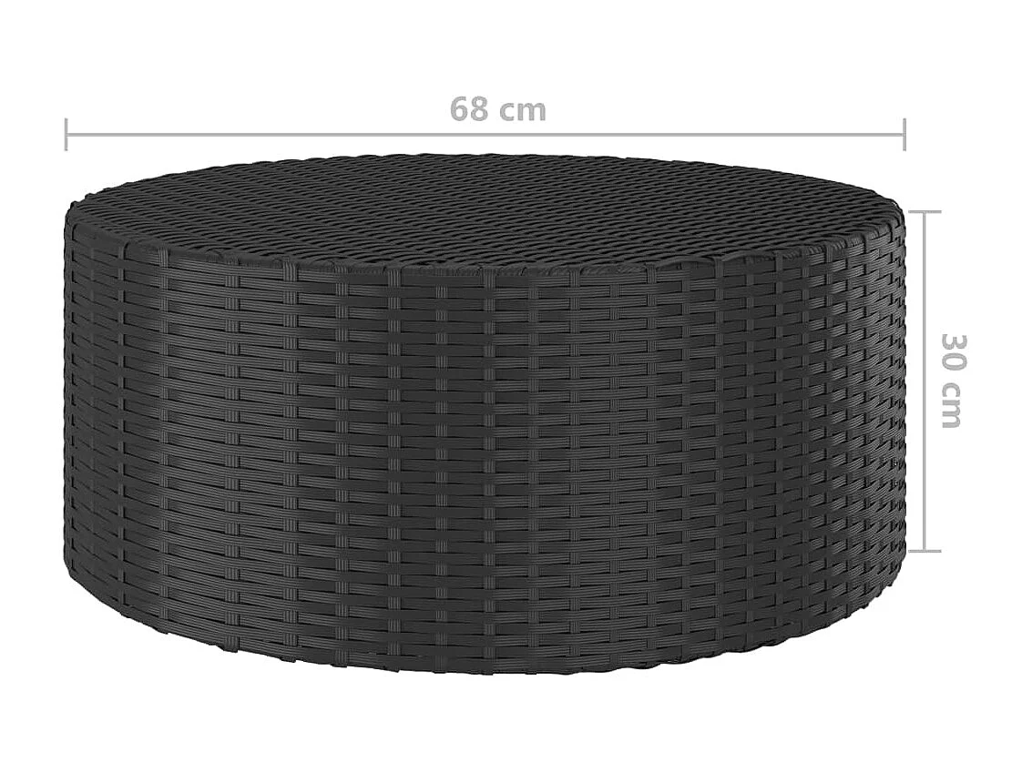 Table à thé Noir 68x68x30 Résine tressée
