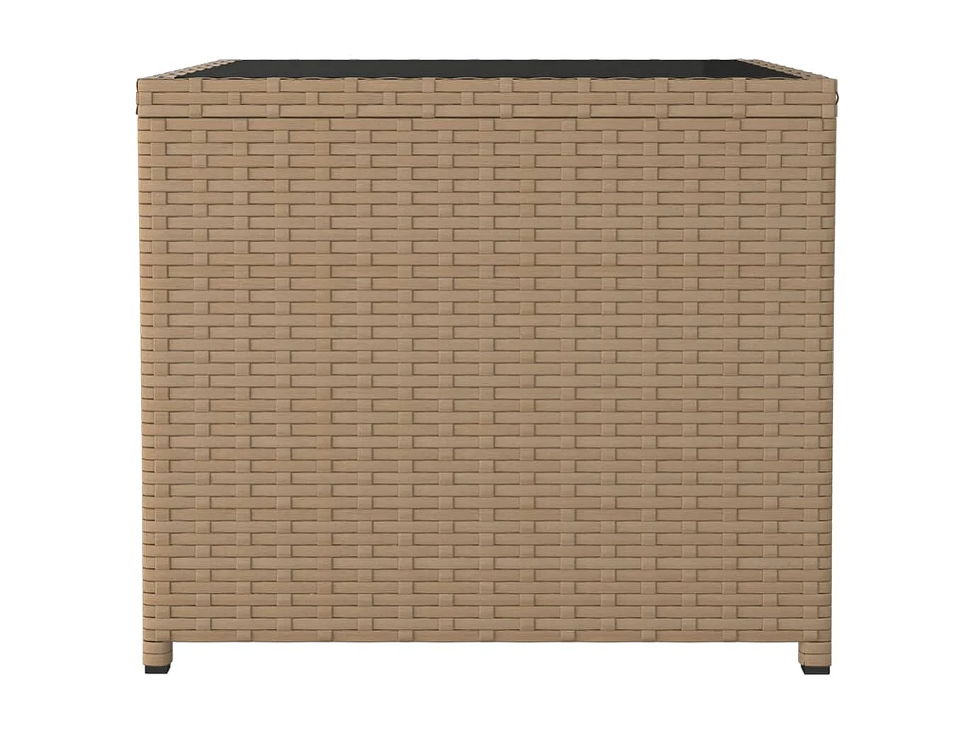 Table à thé dessus en verre beige Résine tressée verre trempé