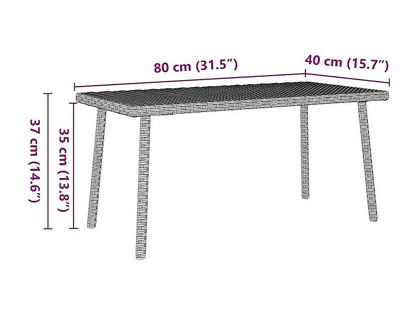 Table base de jardin rectangulaire gris clair résine tressée