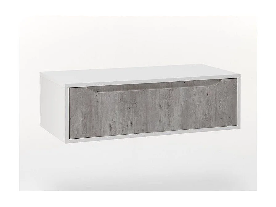 Meuble de salle de bain laqué blanc et effet béton 1 tiroir Selb L 90cm