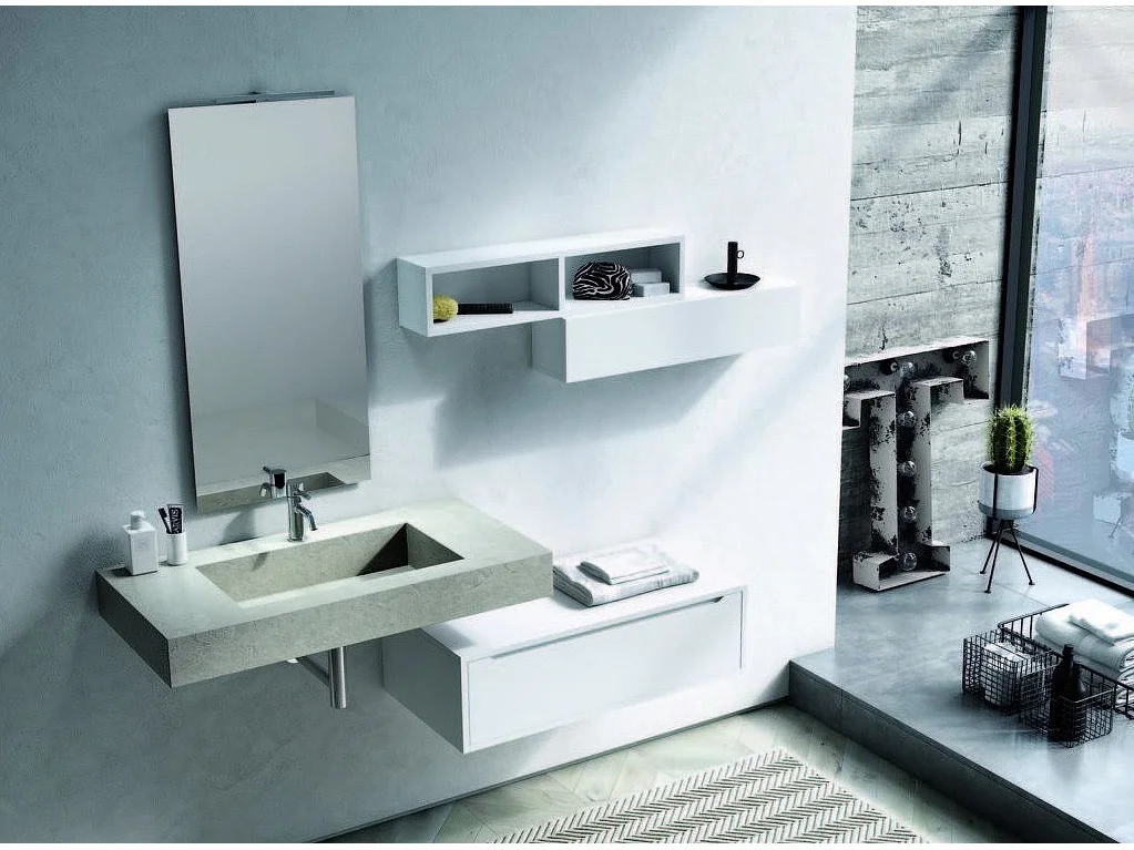 Meuble de salle de bain laqué blanc mat 1 tiroir Selb L 90cm