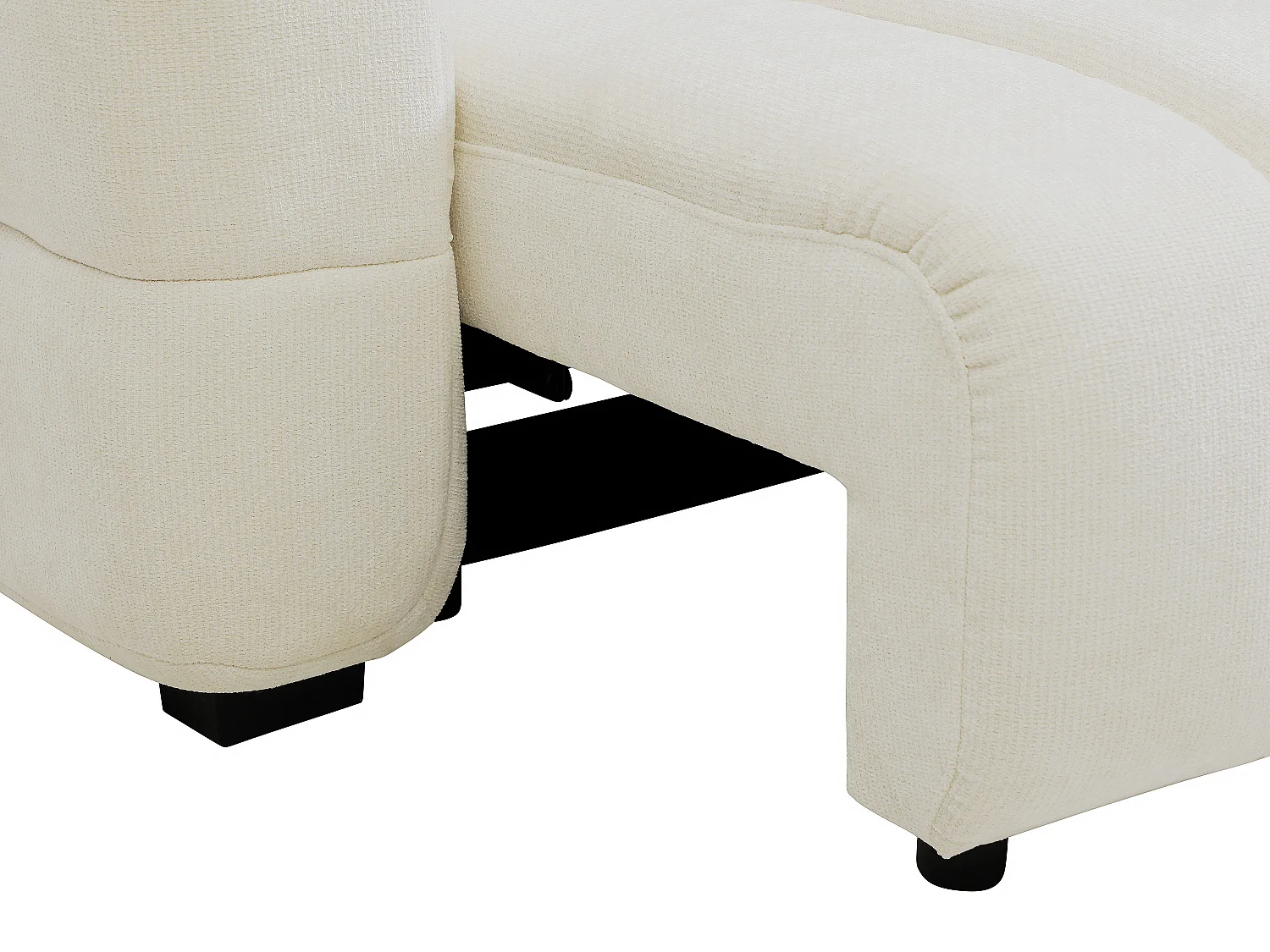 Canapé d'angle droit convertible avec dossier méridienne en tissu chenille crème CASORU