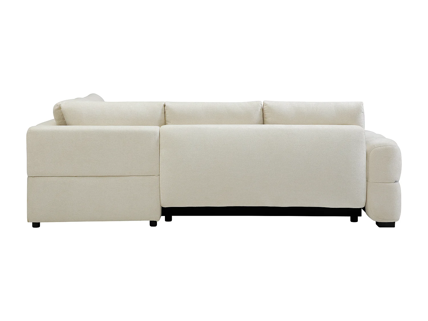 Canapé d'angle droit convertible avec dossier méridienne en tissu chenille crème CASORU