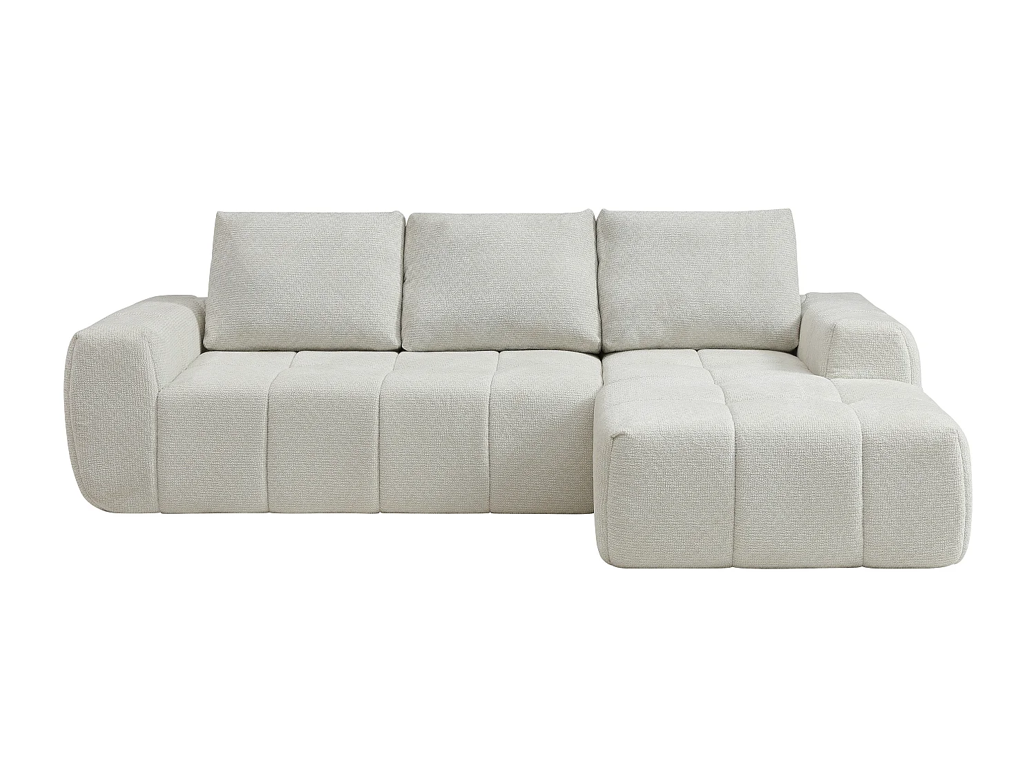 Canapé d'angle droit compressé en tissu texturé crème CLAREFO
