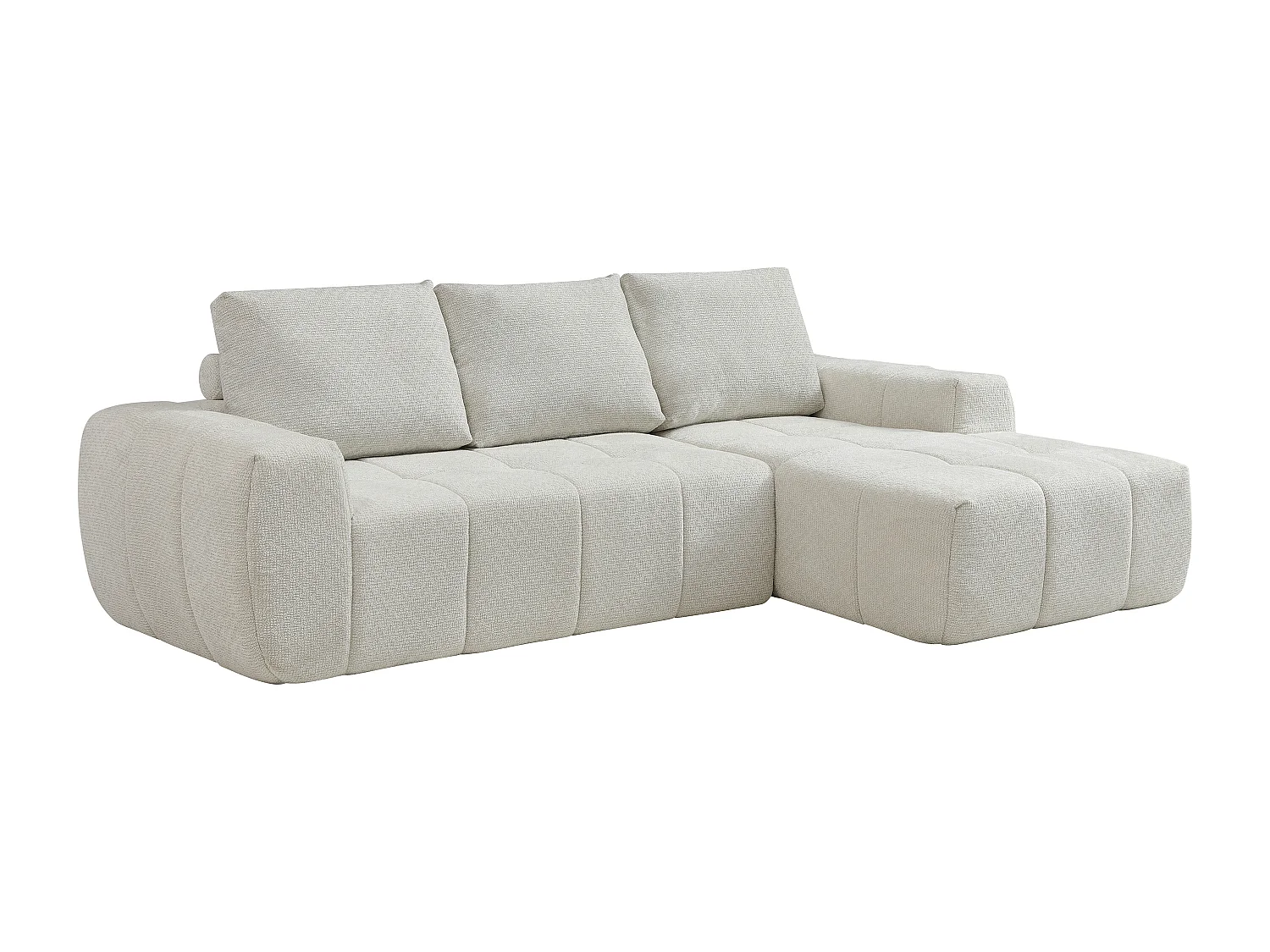 Canapé d'angle droit compressé en tissu texturé crème CLAREFO