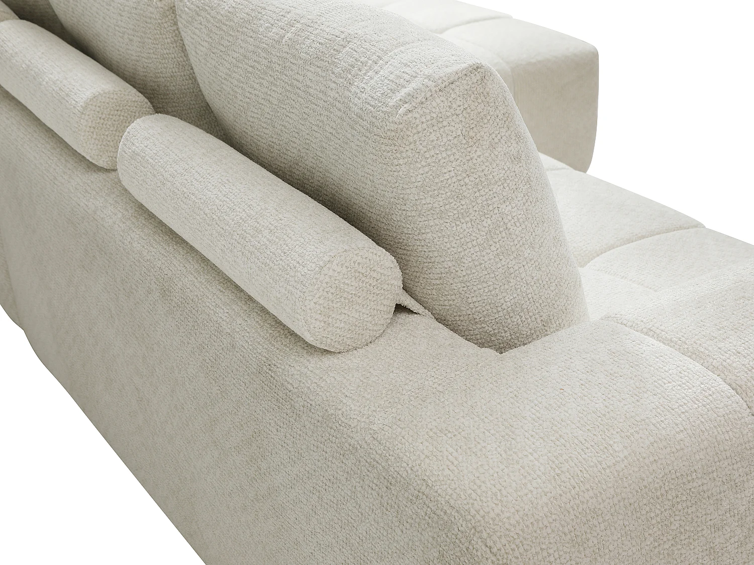 Canapé d'angle droit compressé en tissu texturé crème CLAREFO