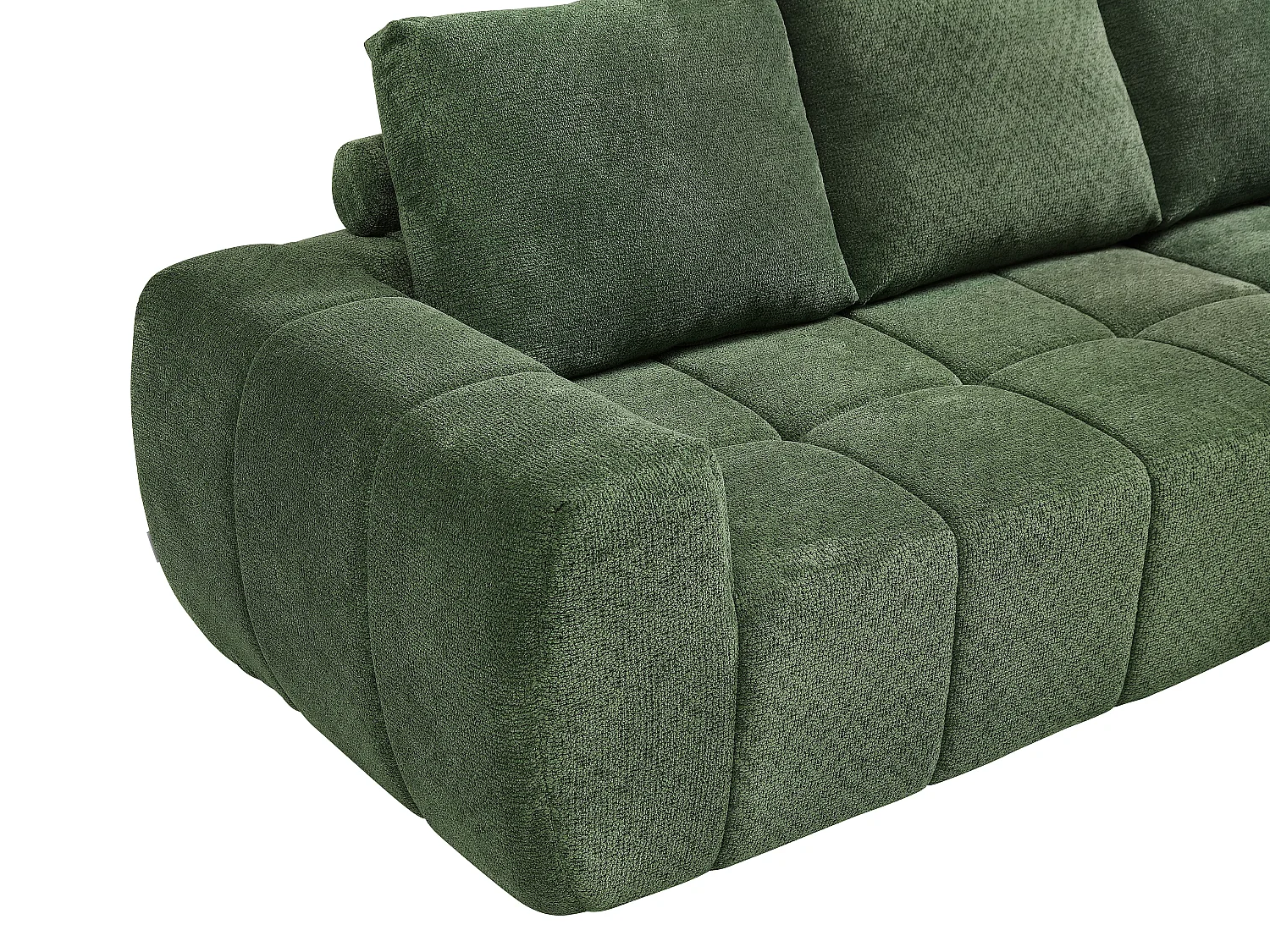 Canapé d'angle droit compressé en tissu texturé vert CLAREFO