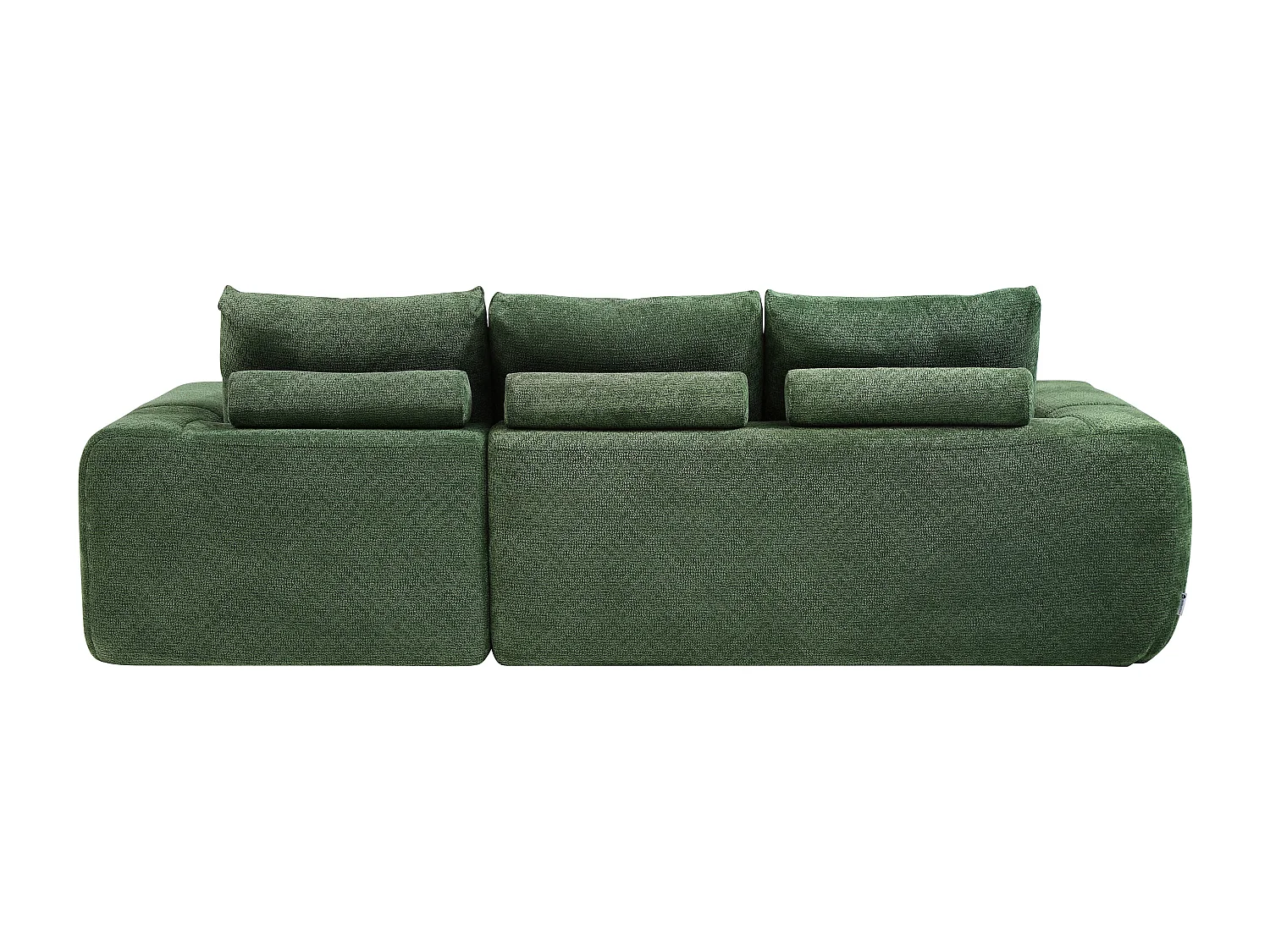 Canapé d'angle droit compressé en tissu texturé vert CLAREFO