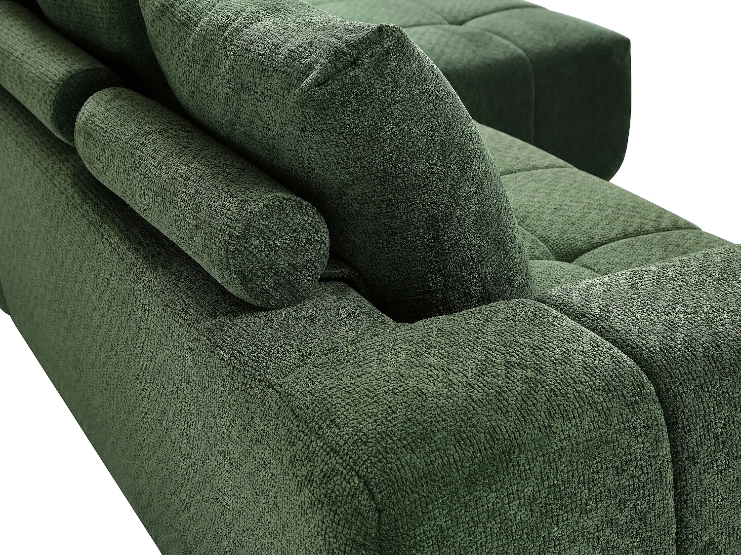 Canapé d'angle droit compressé en tissu texturé vert CLAREFO