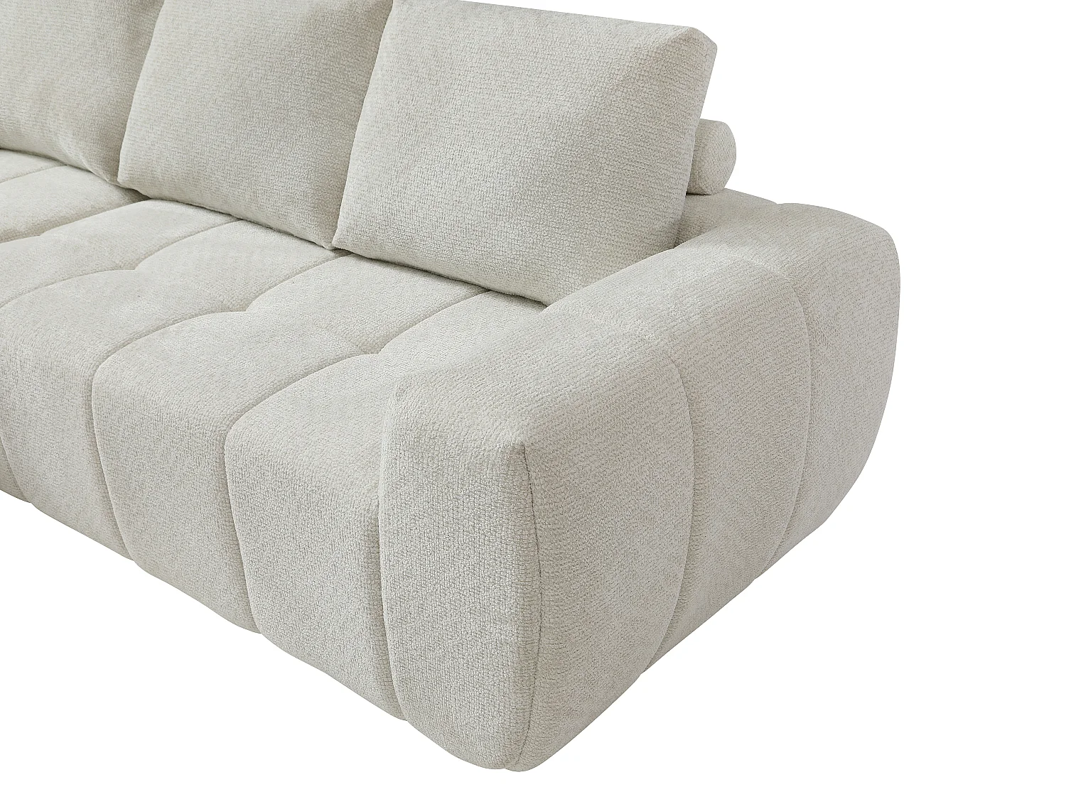 Canapé d'angle gauche compressé en tissu texturé crème CLAREFO
