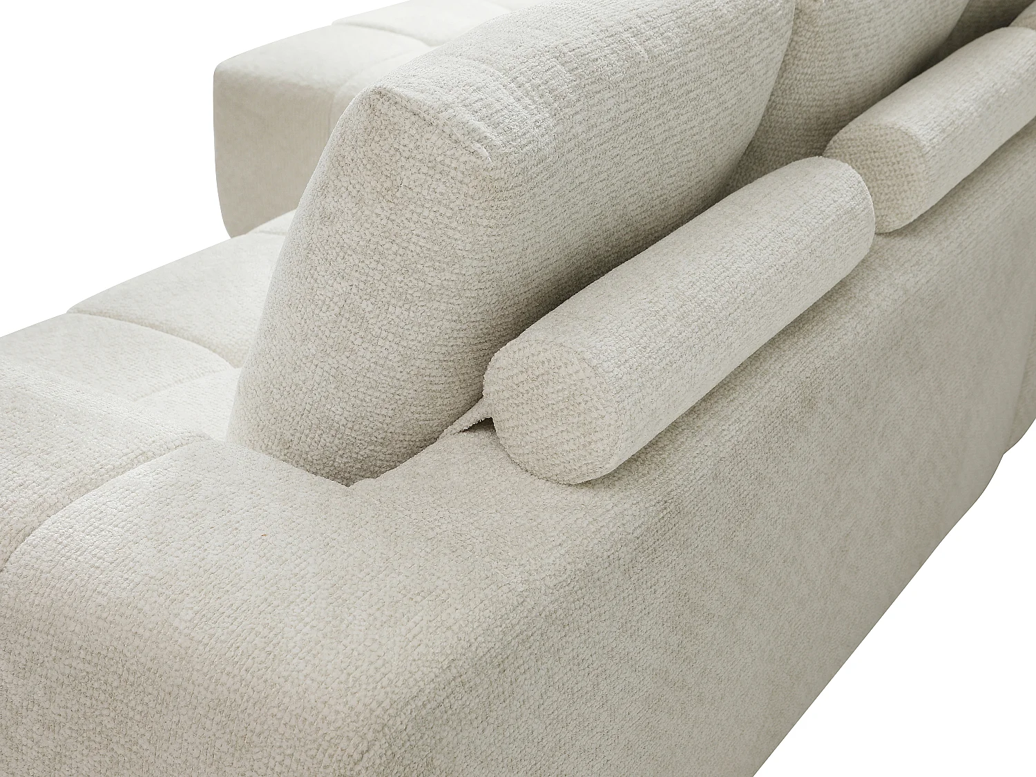 Canapé d'angle gauche compressé en tissu texturé crème CLAREFO