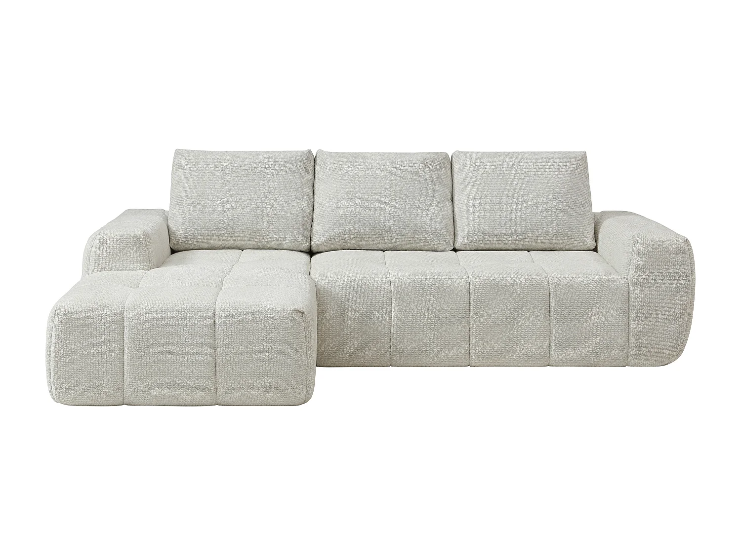 Canapé d'angle gauche compressé en tissu texturé crème CLAREFO
