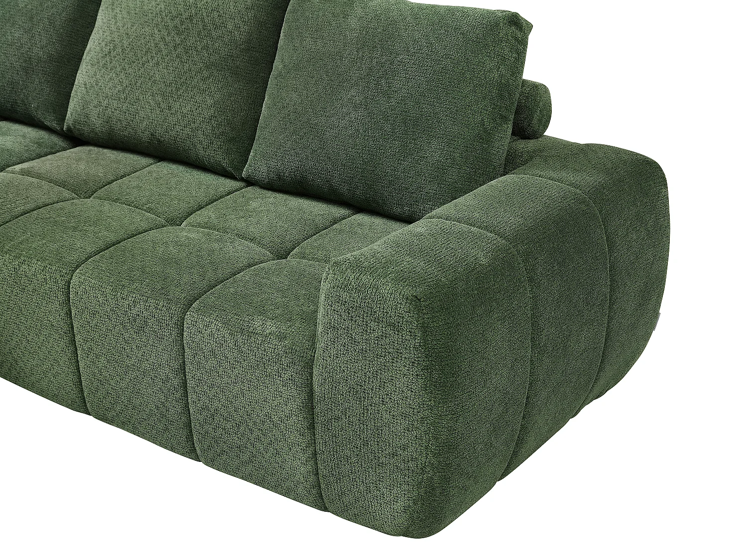 Canapé d'angle gauche compressé en tissu texturé vert CLAREFO