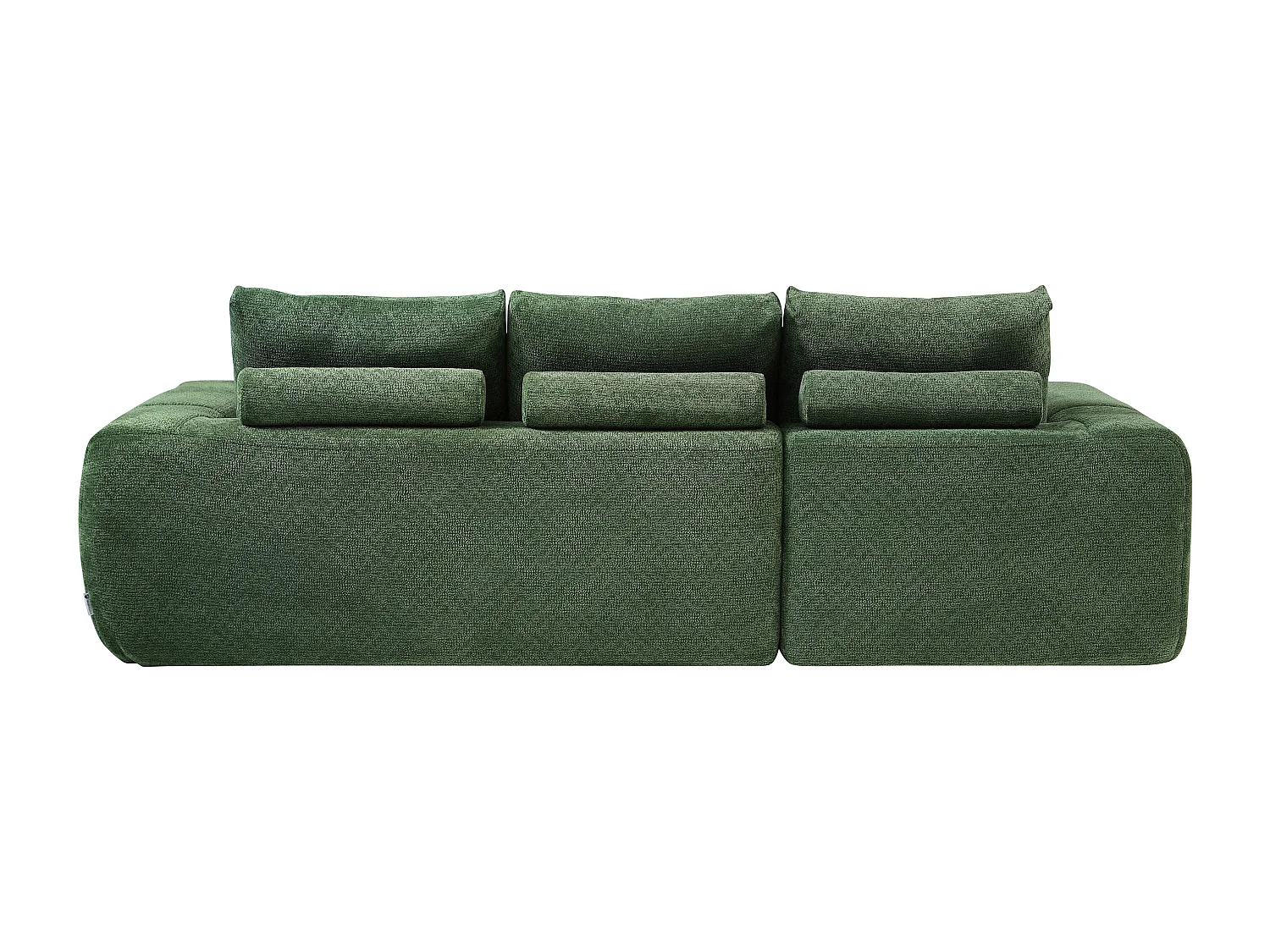 Canapé d'angle gauche compressé en tissu texturé vert CLAREFO
