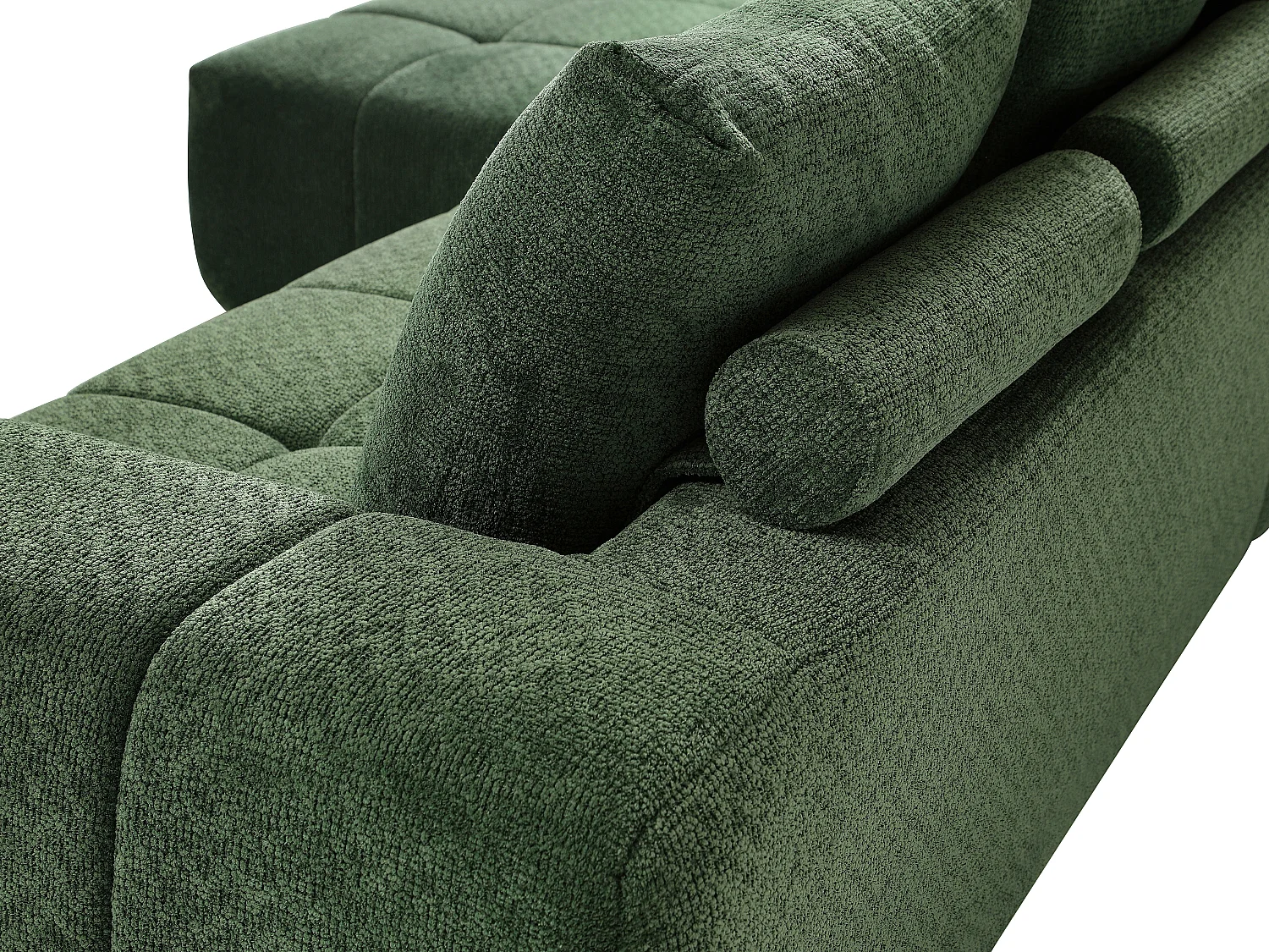Canapé d'angle gauche compressé en tissu texturé vert CLAREFO