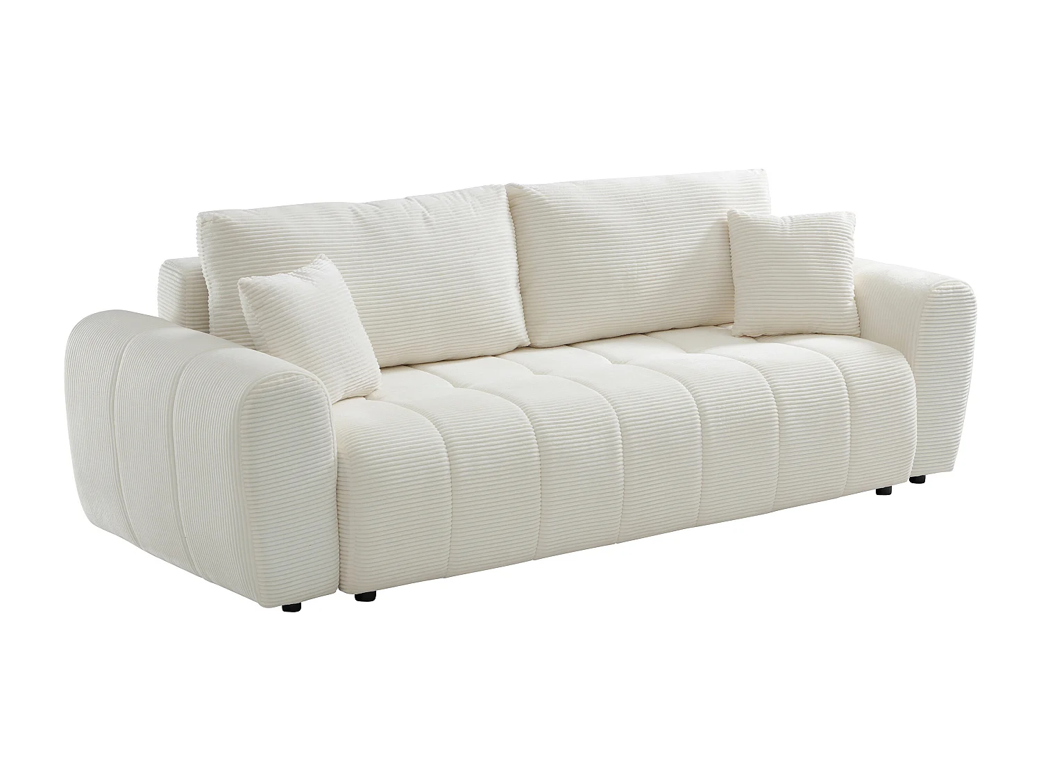 Canapé 3 places convertible en tissu crème BADOTA