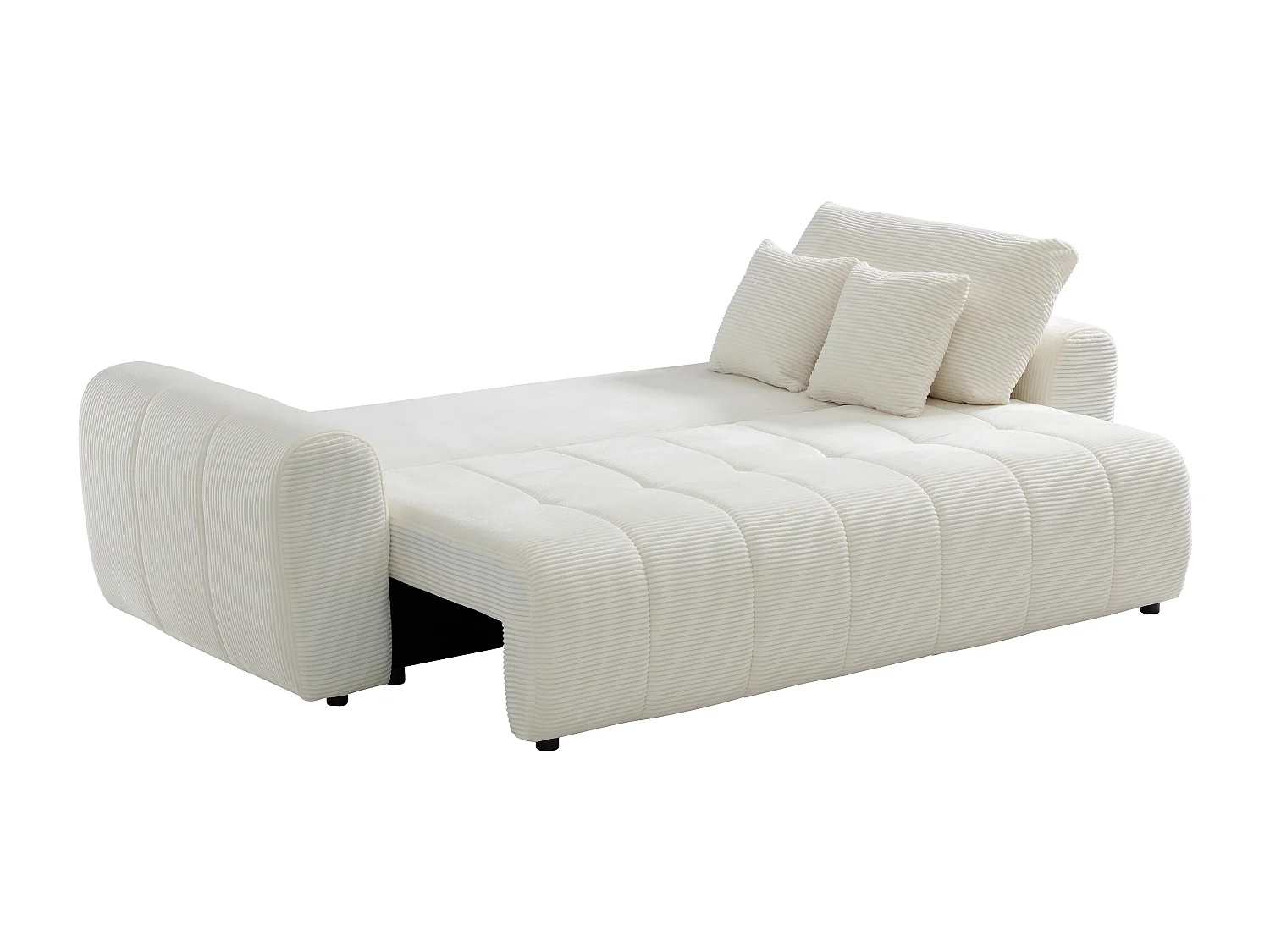 Canapé 3 places convertible en tissu crème BADOTA