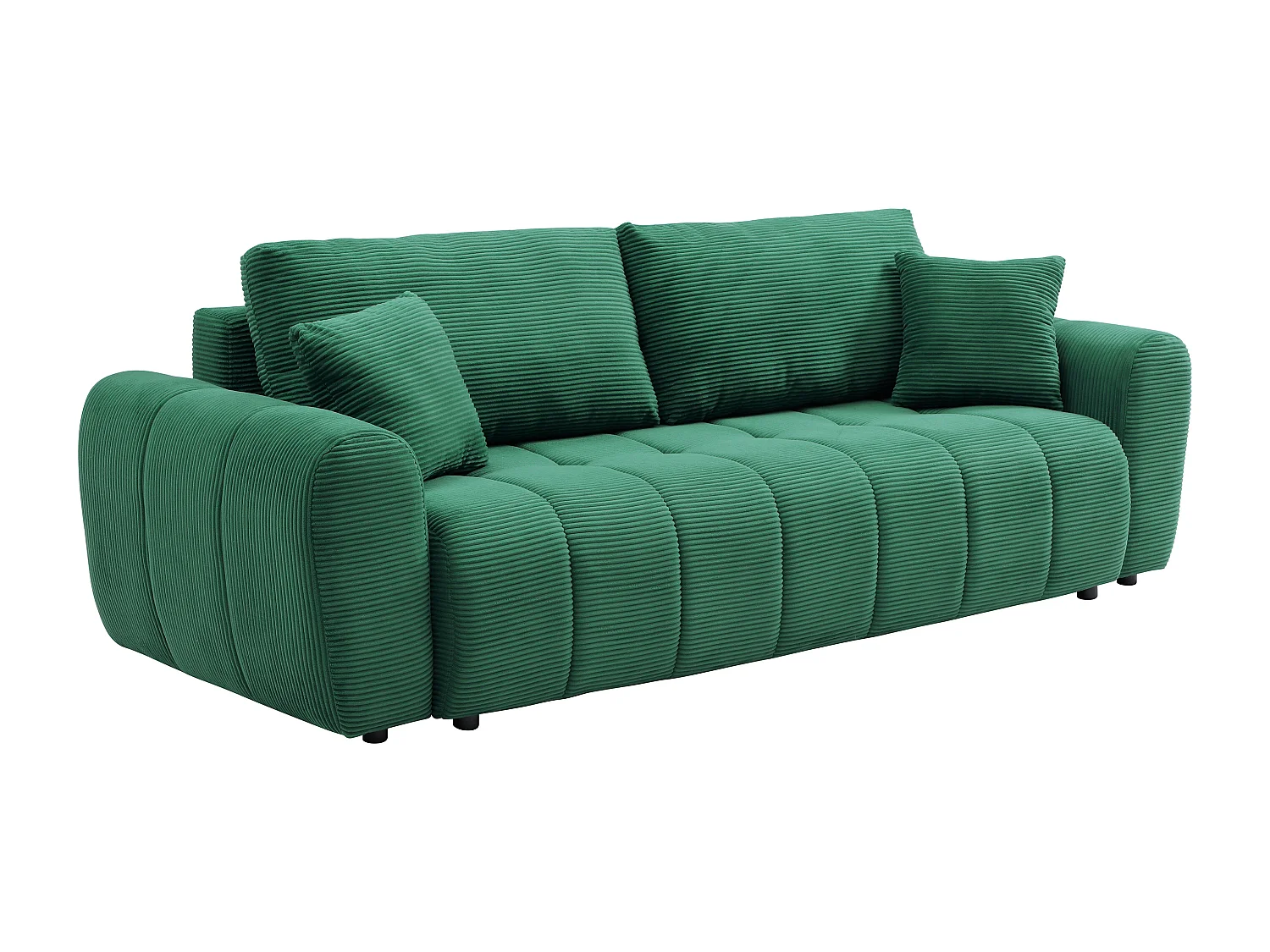 Canapé 3 places convertible en tissu vert BADOTA