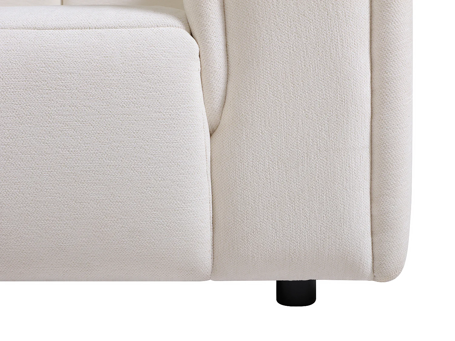 Canapé d'angle gauche en tissu chenille blanc cassé TECAFI