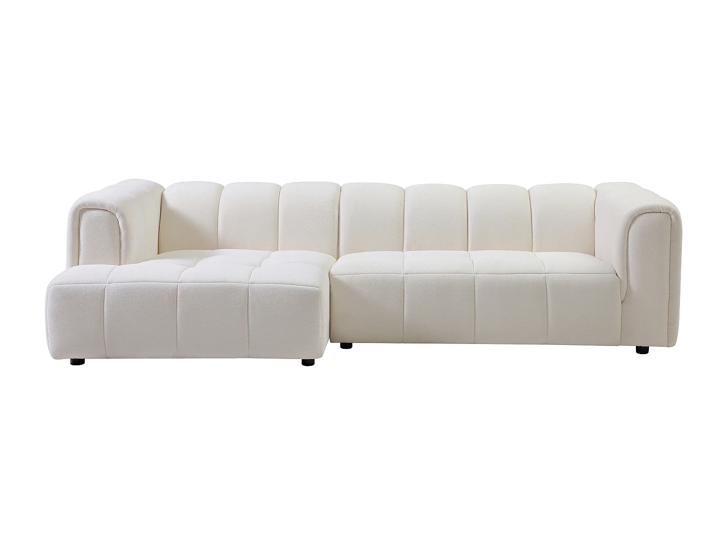Canapé d'angle gauche en tissu chenille blanc cassé TECAFI