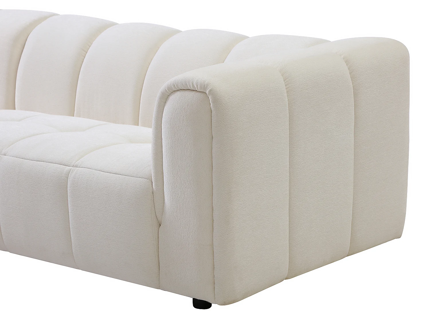 Canapé d'angle gauche en tissu chenille blanc cassé TECAFI