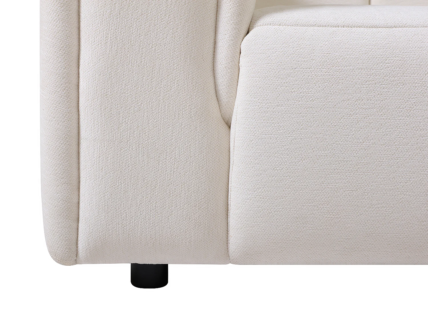 Canapé d'angle droit en tissu chenille blanc cassé TECAFI