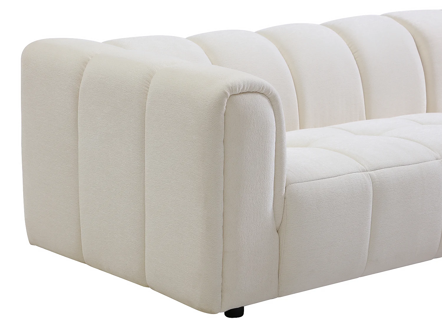 Canapé d'angle droit en tissu chenille blanc cassé TECAFI