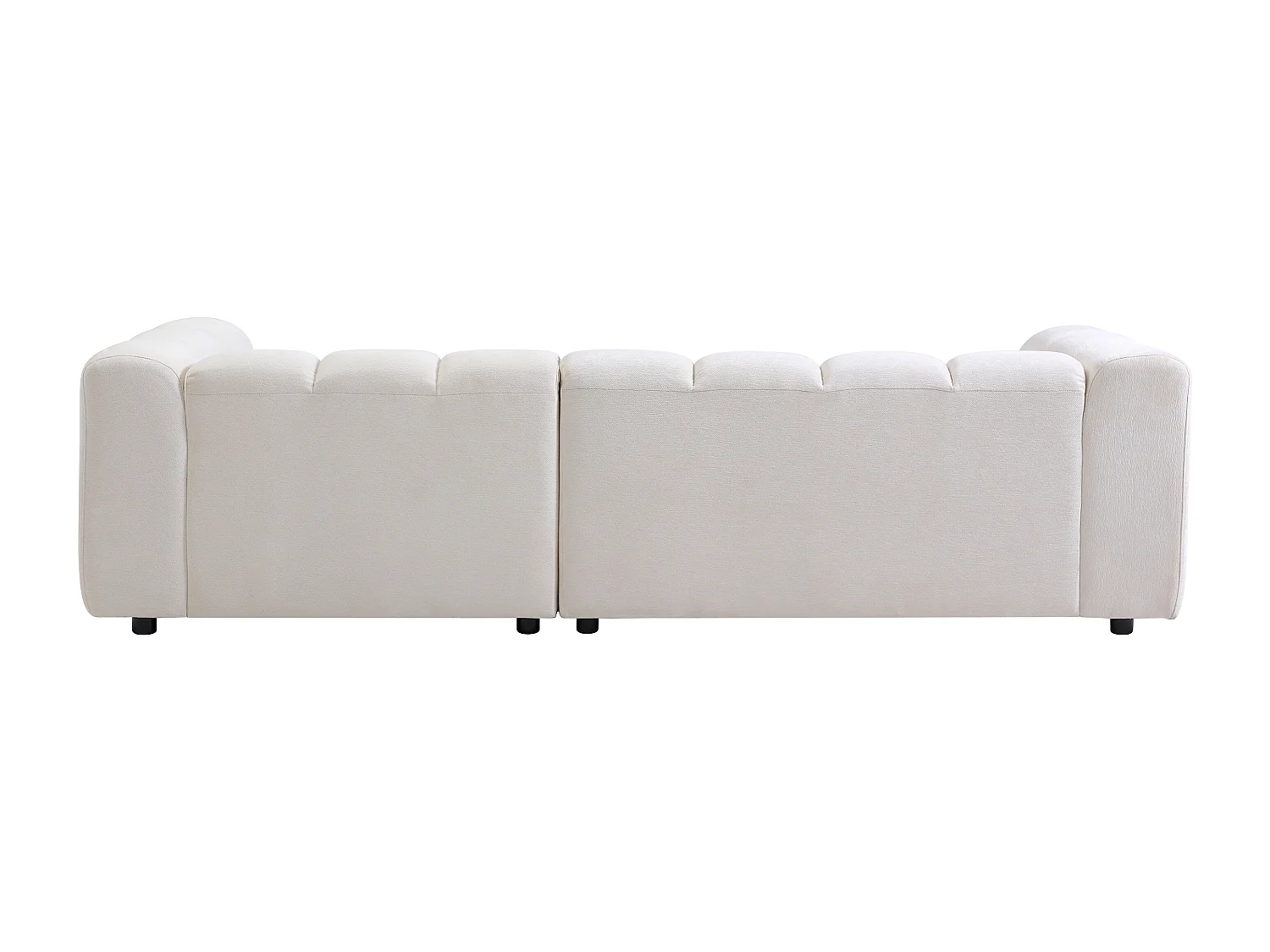 Canapé d'angle droit en tissu chenille blanc cassé TECAFI
