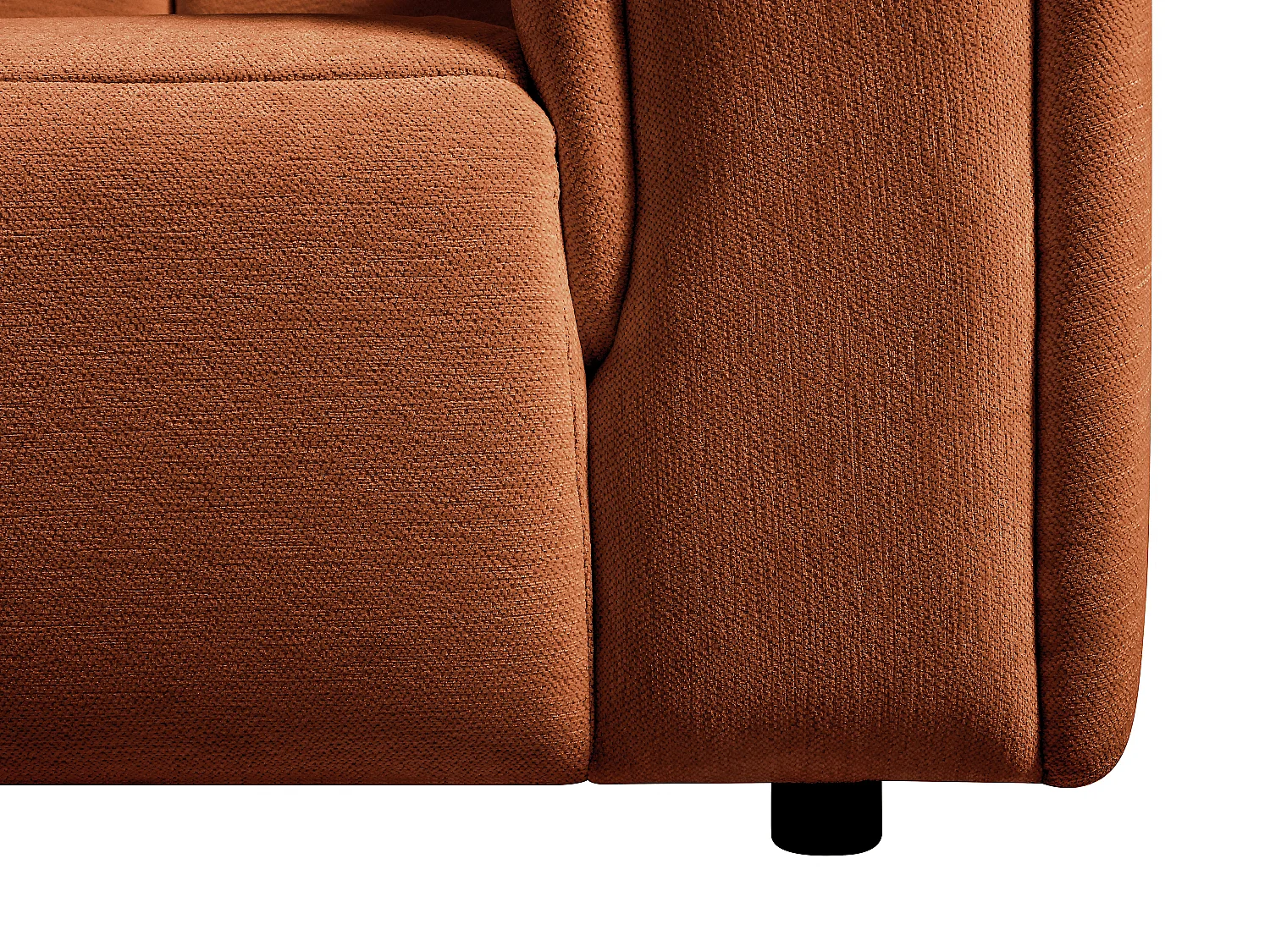 Left-angle sofa in terracotta chenille fabric TECAFI