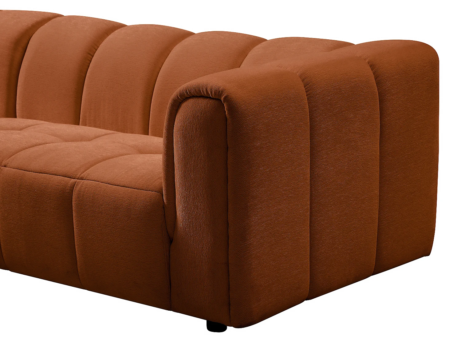 Left-angle sofa in terracotta chenille fabric TECAFI