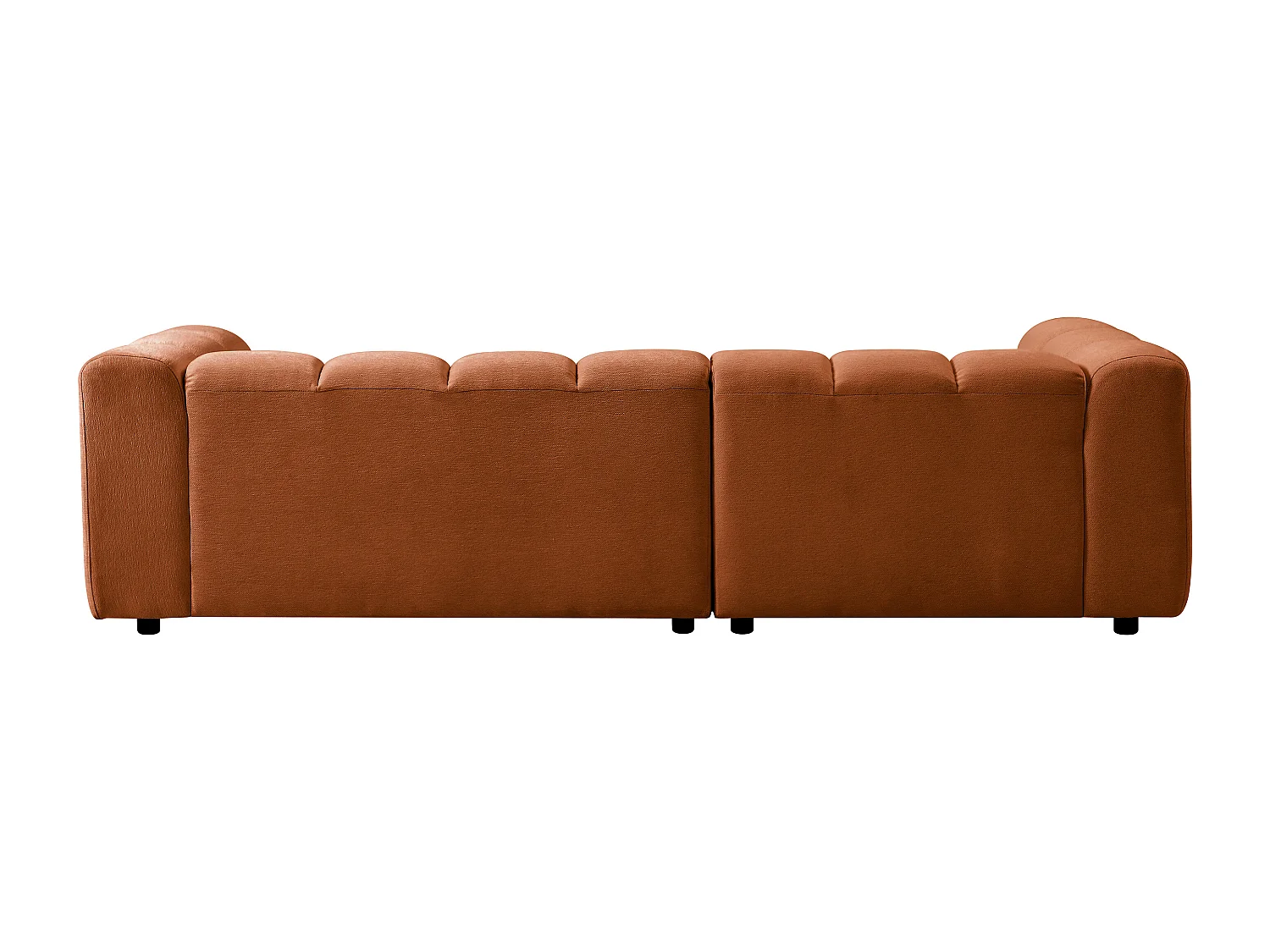 Left-angle sofa in terracotta chenille fabric TECAFI
