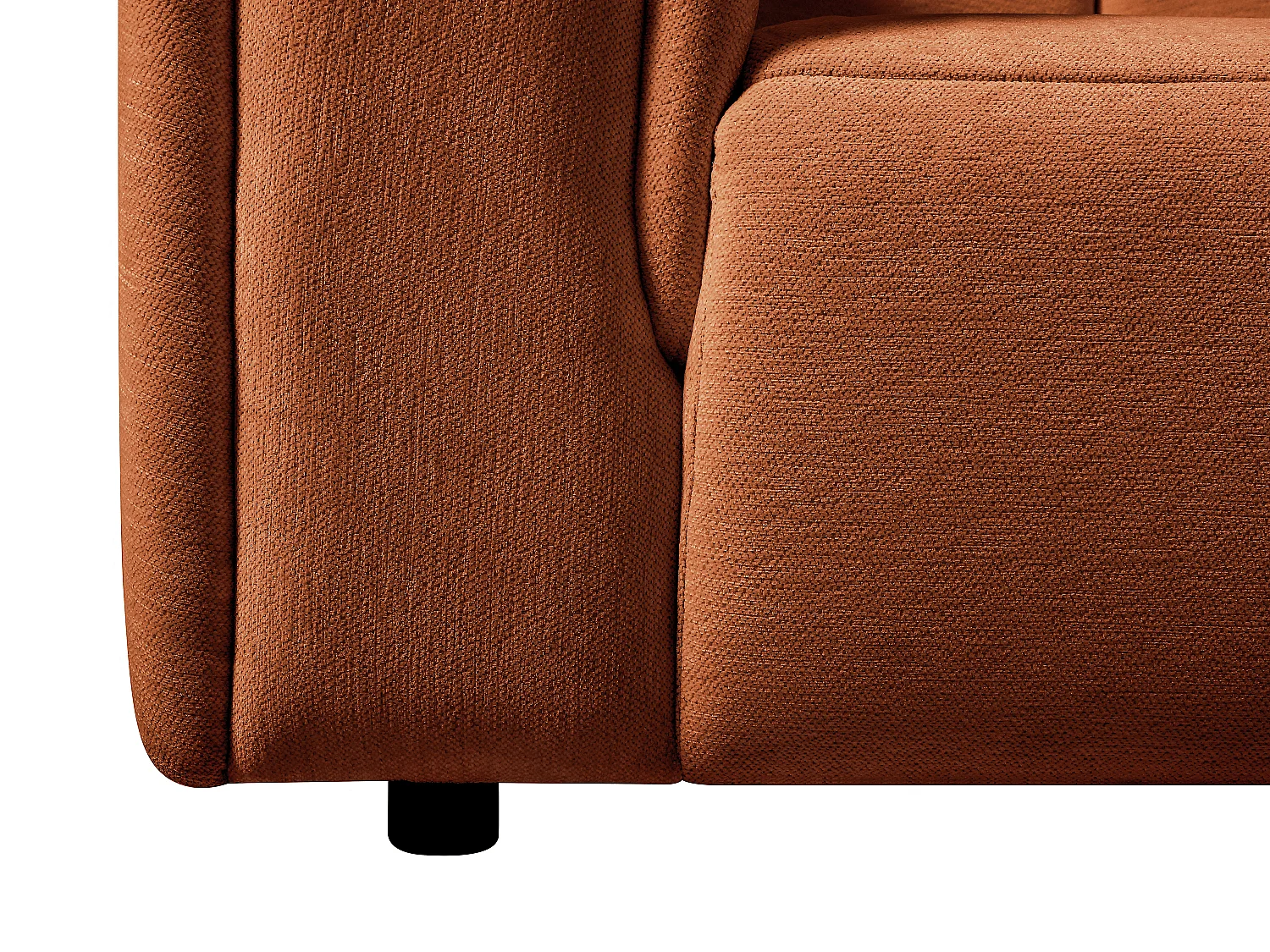 Right-angle sofa in terracotta chenille fabric TECAFI