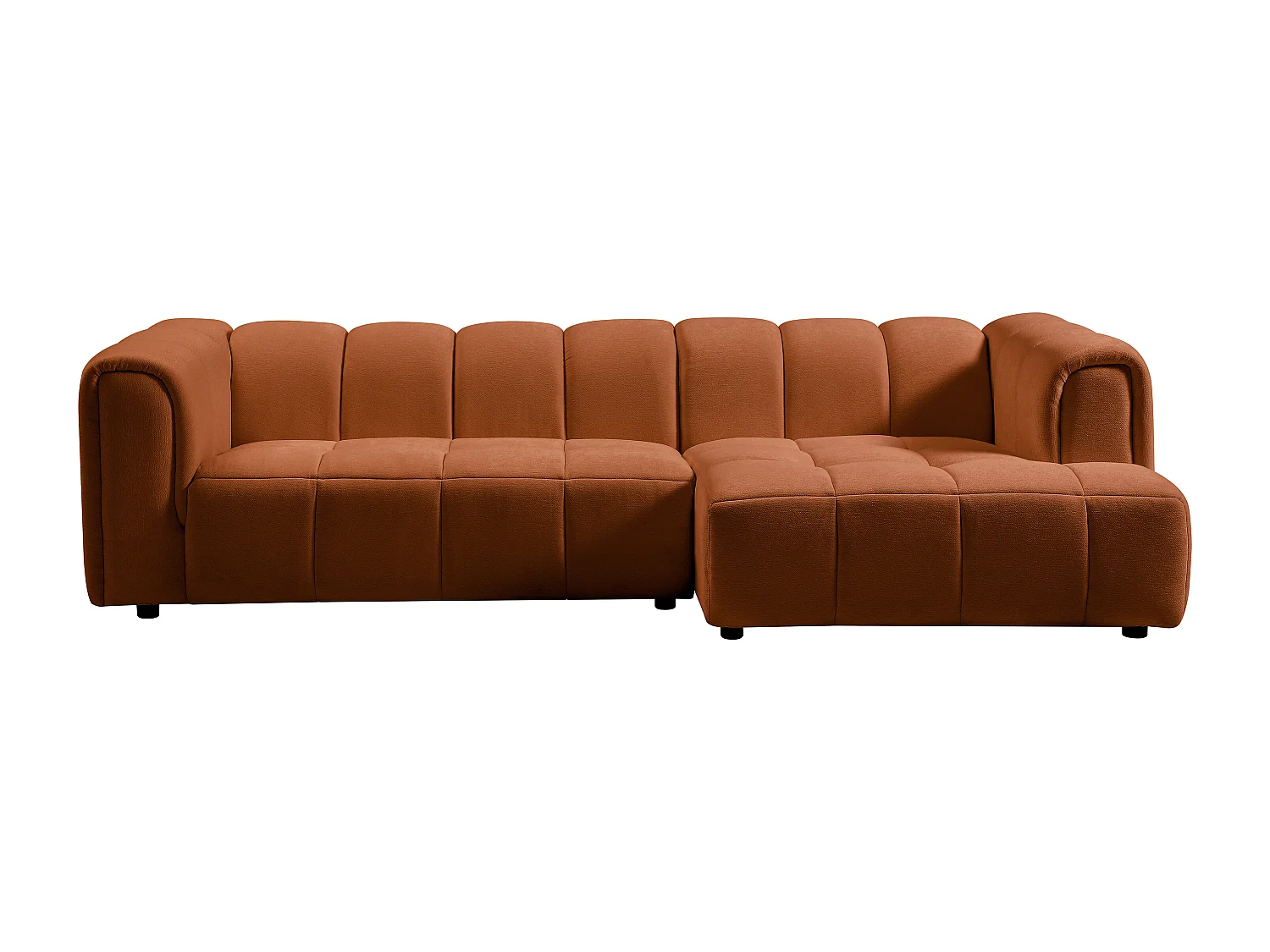 Right-angle sofa in terracotta chenille fabric TECAFI