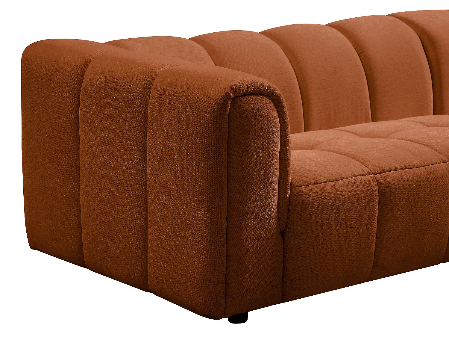 Right-angle sofa in terracotta chenille fabric TECAFI