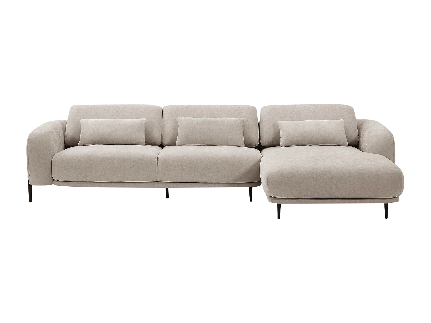 Canapé d'angle droit avec dossier relevable en tissu beige ARAVIO