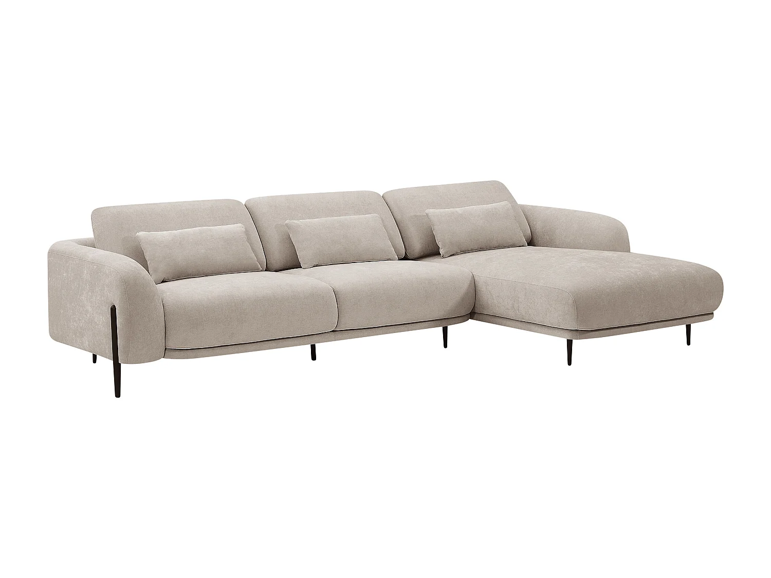 Canapé d'angle droit avec dossier relevable en tissu beige ARAVIO