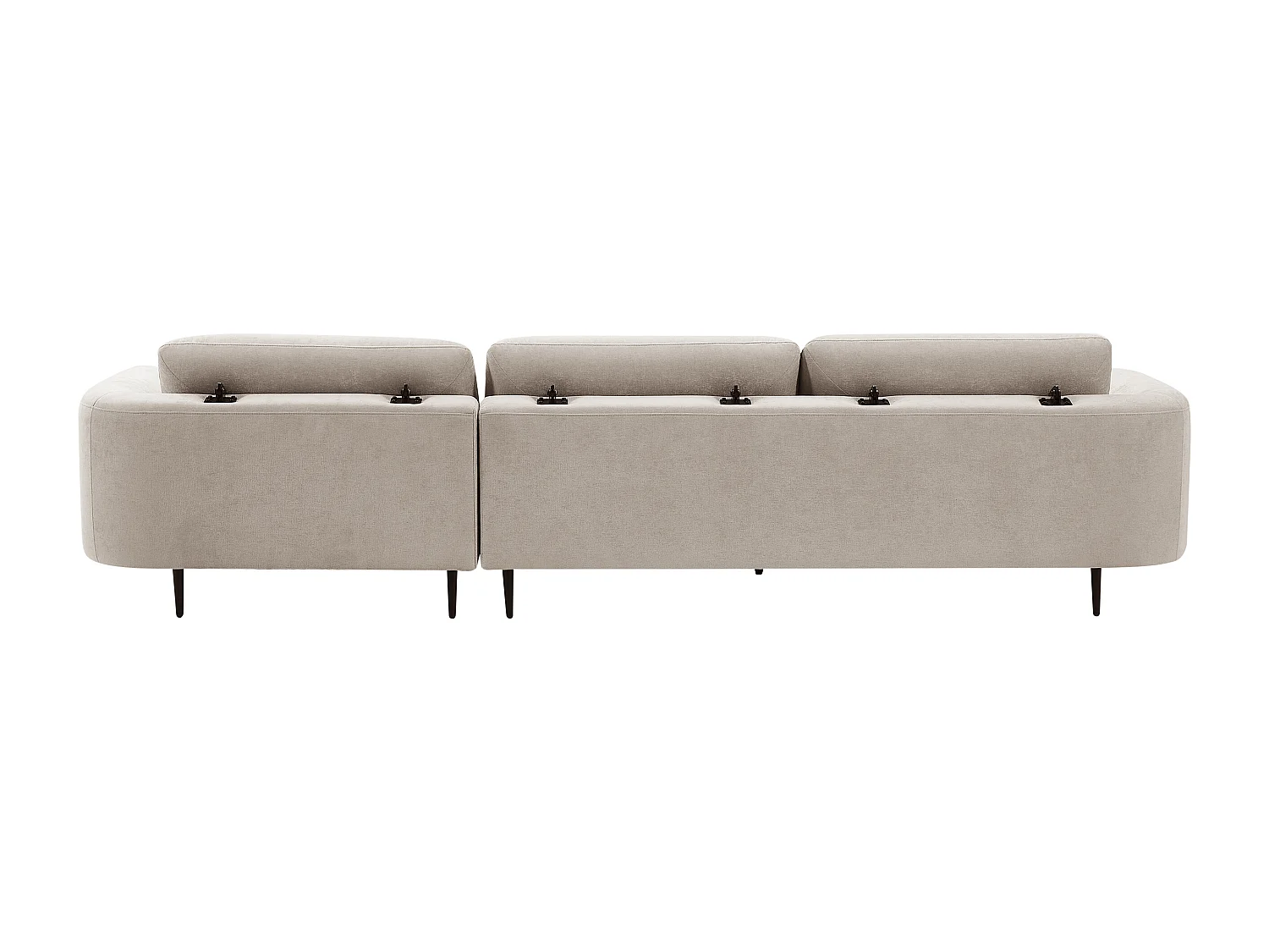 Canapé d'angle droit avec dossier relevable en tissu beige ARAVIO