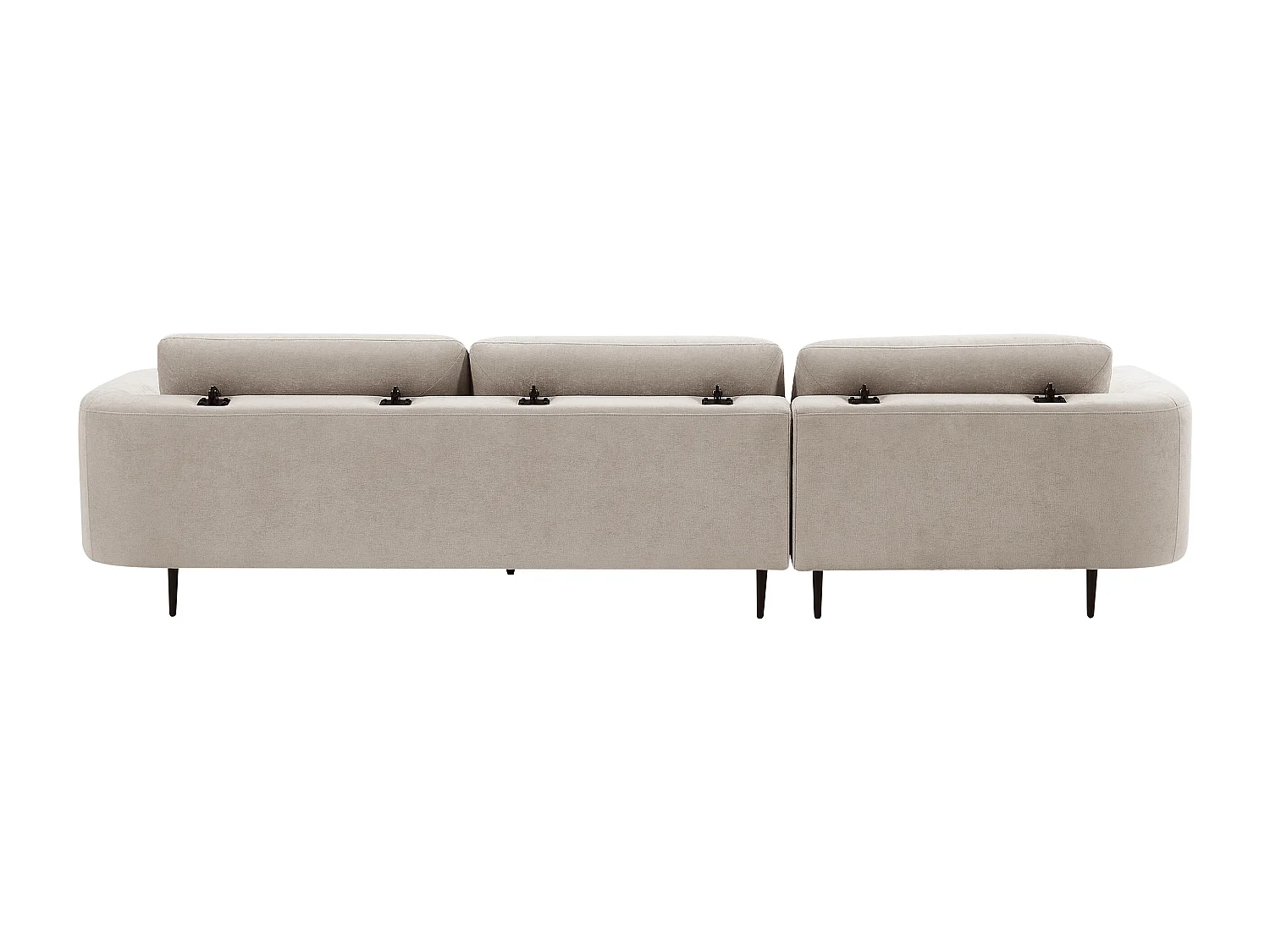 Canapé d'angle gauche avec dossier relevable en tissu beige ARAVIO