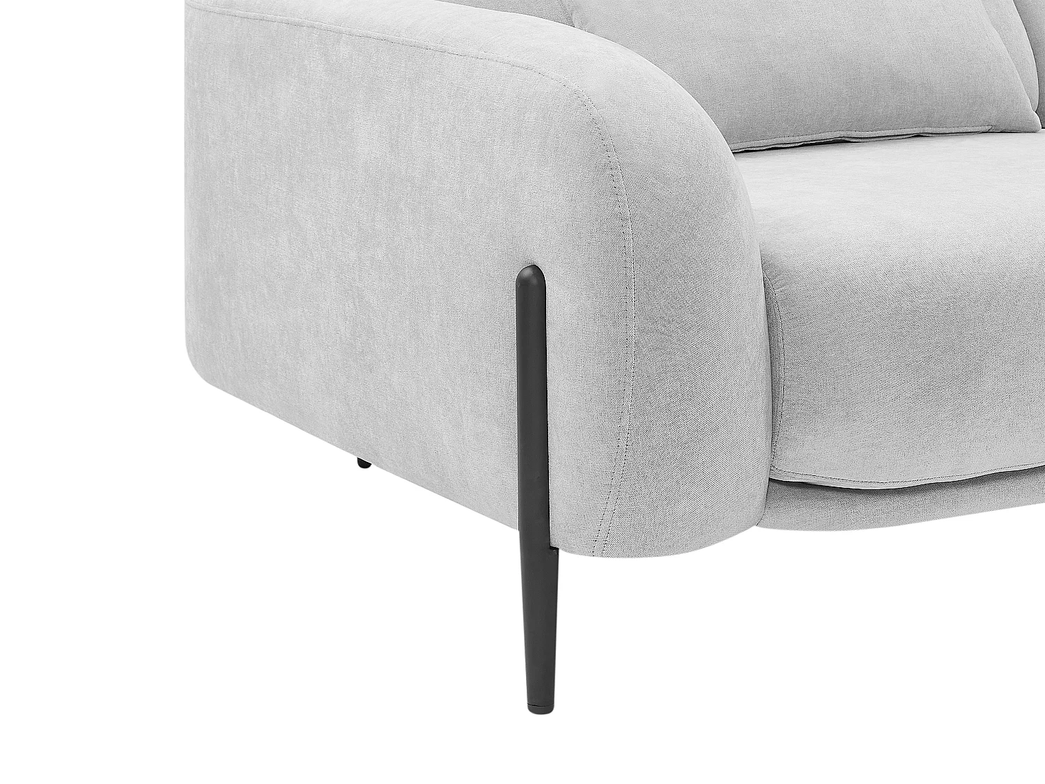 Canapé d'angle droit avec dossier relevable en tissu gris clair ARAVIO