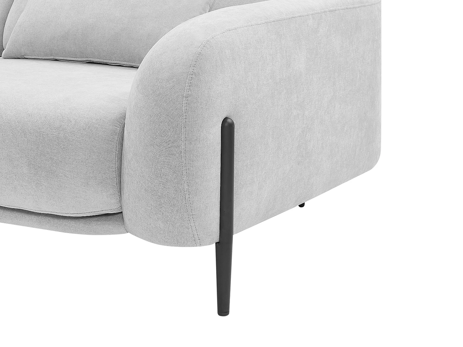 Canapé d'angle gauche avec dossier relevable en tissu gris clair ARAVIO