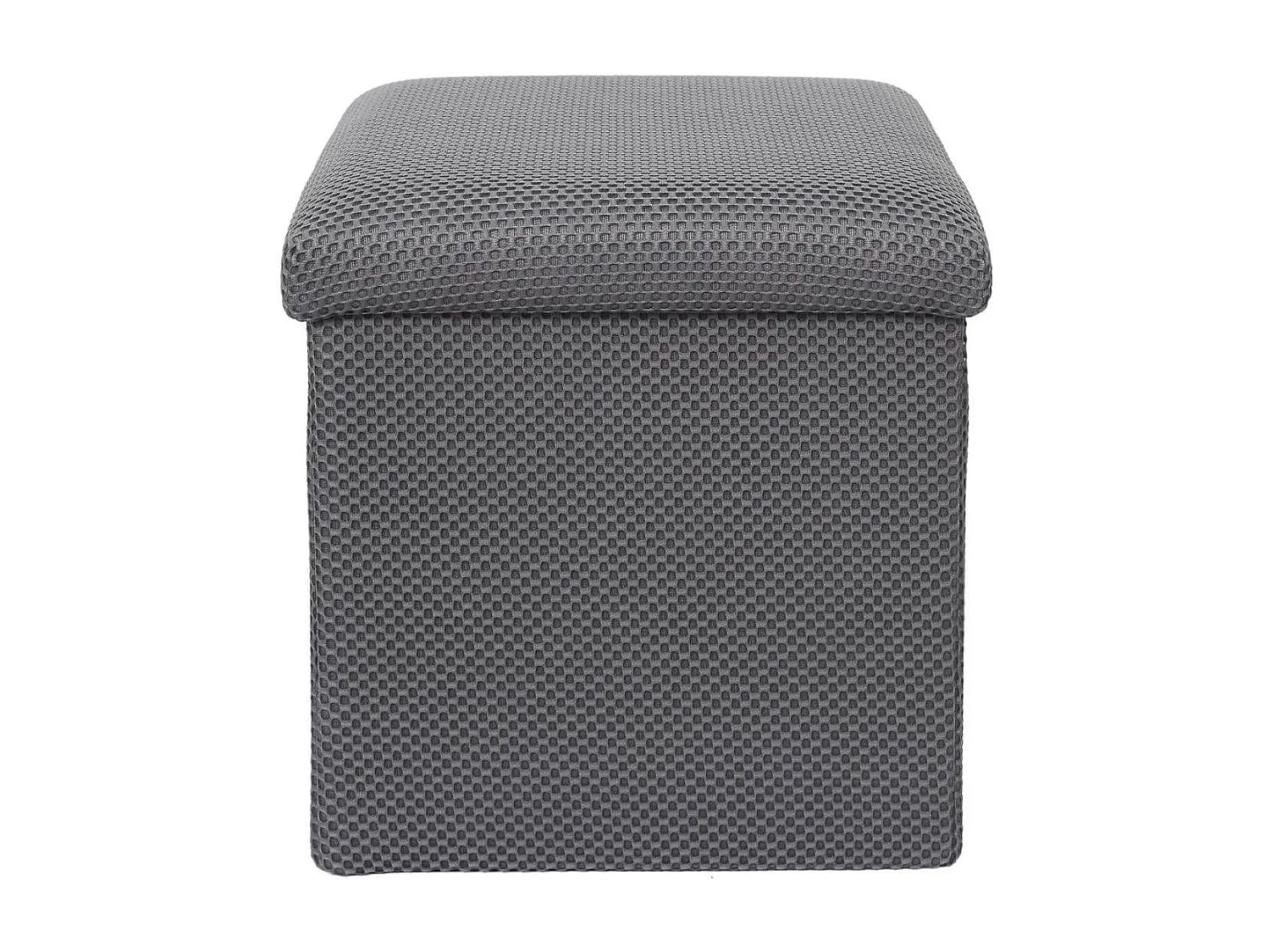 Pouf coffre carré pliable en tissu texturé maille 3D gris - ELECTRON