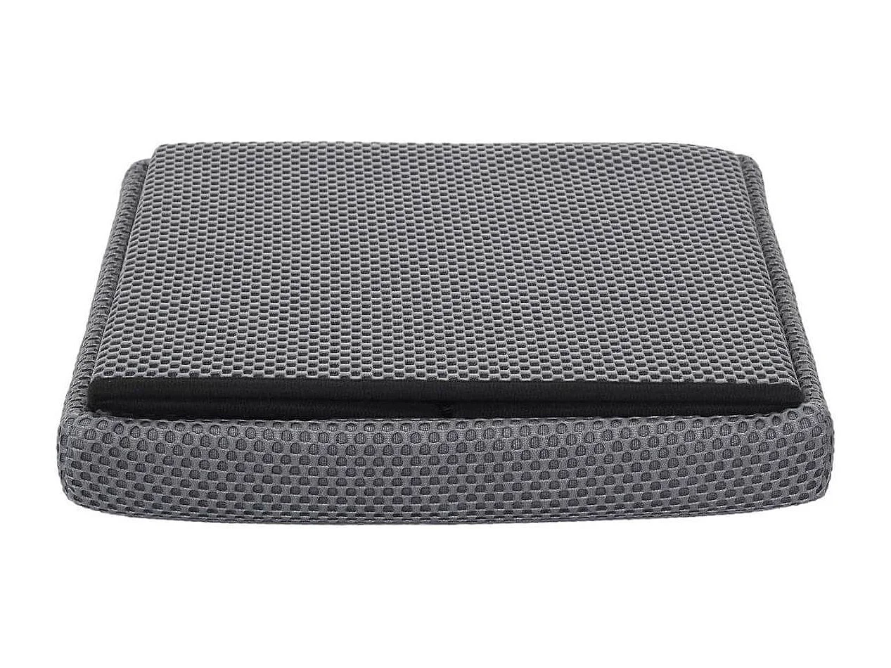 Pouf coffre carré pliable en tissu texturé maille 3D gris - ELECTRON