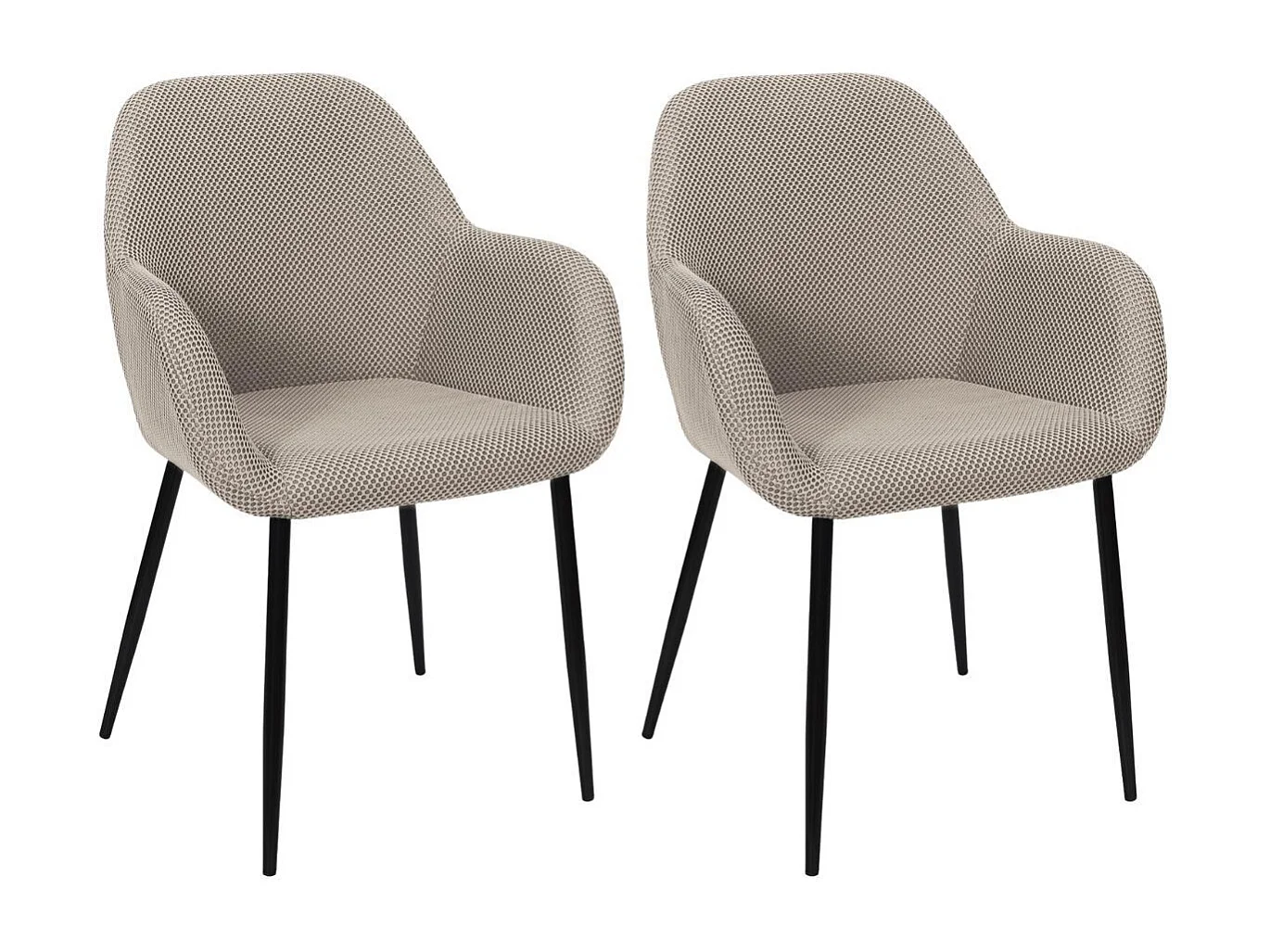 Lot de 2 fauteuils de table en tissu texturé maille 3D gris - ELECTRON