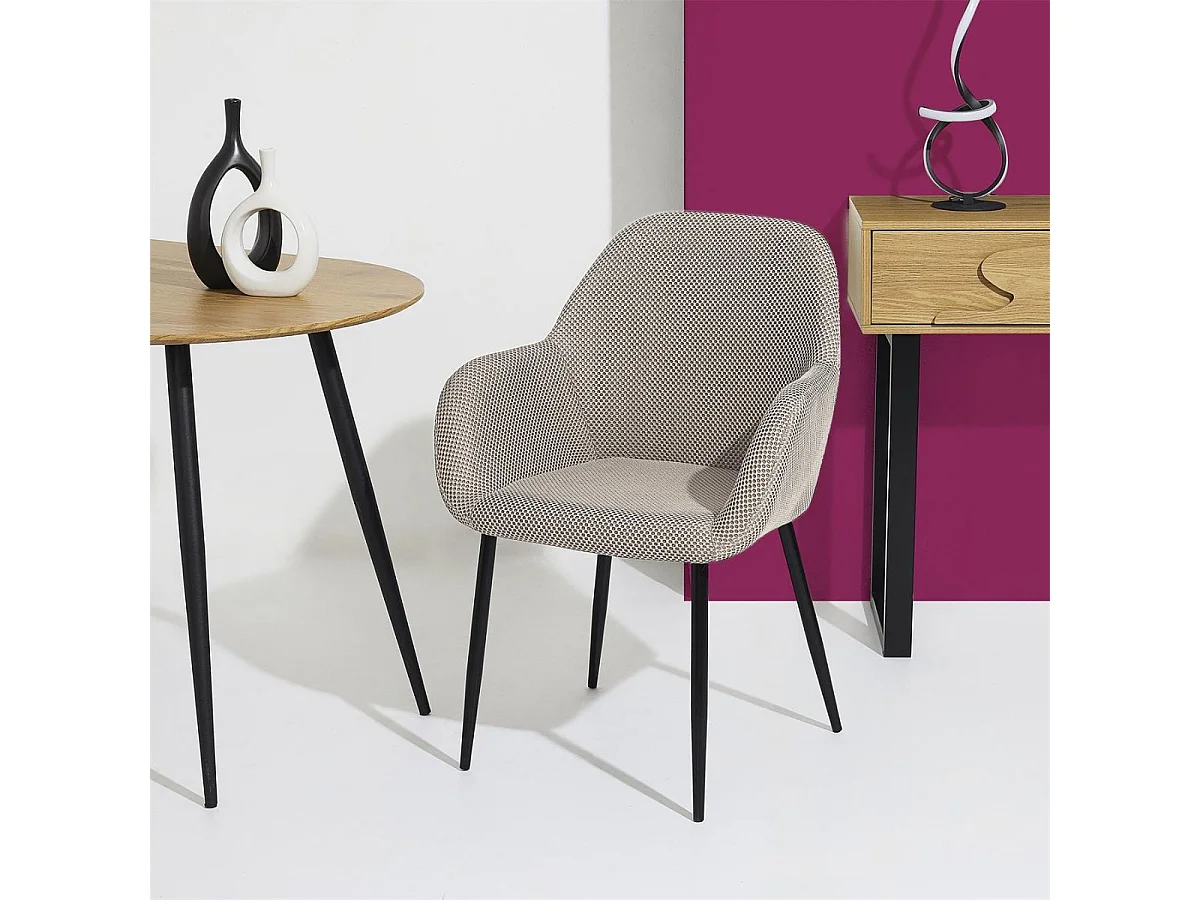 Lot de 2 fauteuils de table en tissu texturé maille 3D gris - ELECTRON