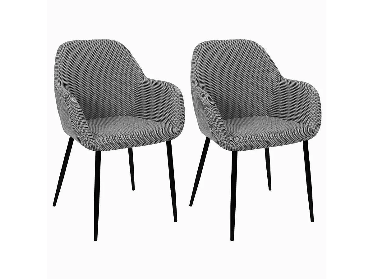 Lot de 2 fauteuils de table en tissu texturé maille 3D gris - ELECTRON