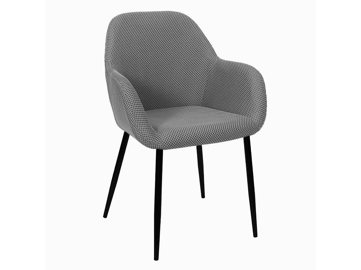 Lot de 2 fauteuils de table en tissu texturé maille 3D gris - ELECTRON